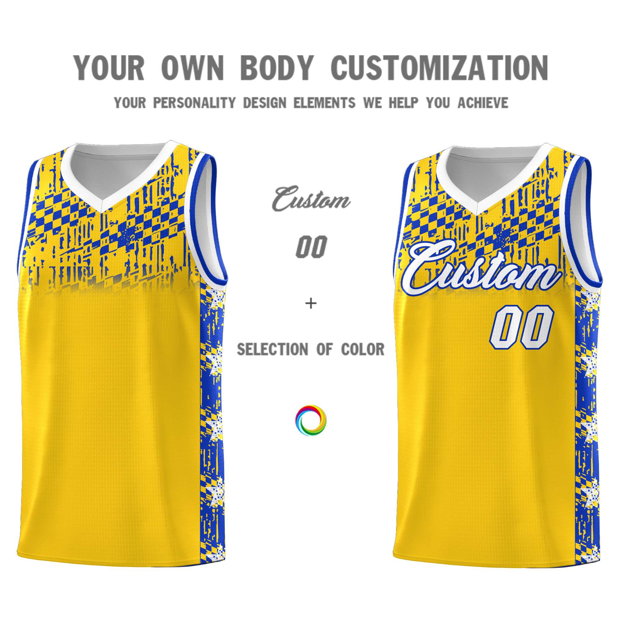 Custom Gold Mosaic Stars Pattern Sports Uniform Basketball Jersey|KXKSHOP