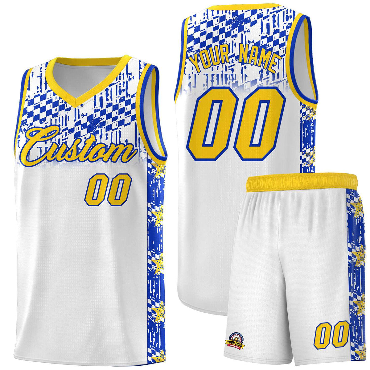 Custom White Mosaic Stars Pattern Sports Uniform Basketball Jersey|KXKSHOP