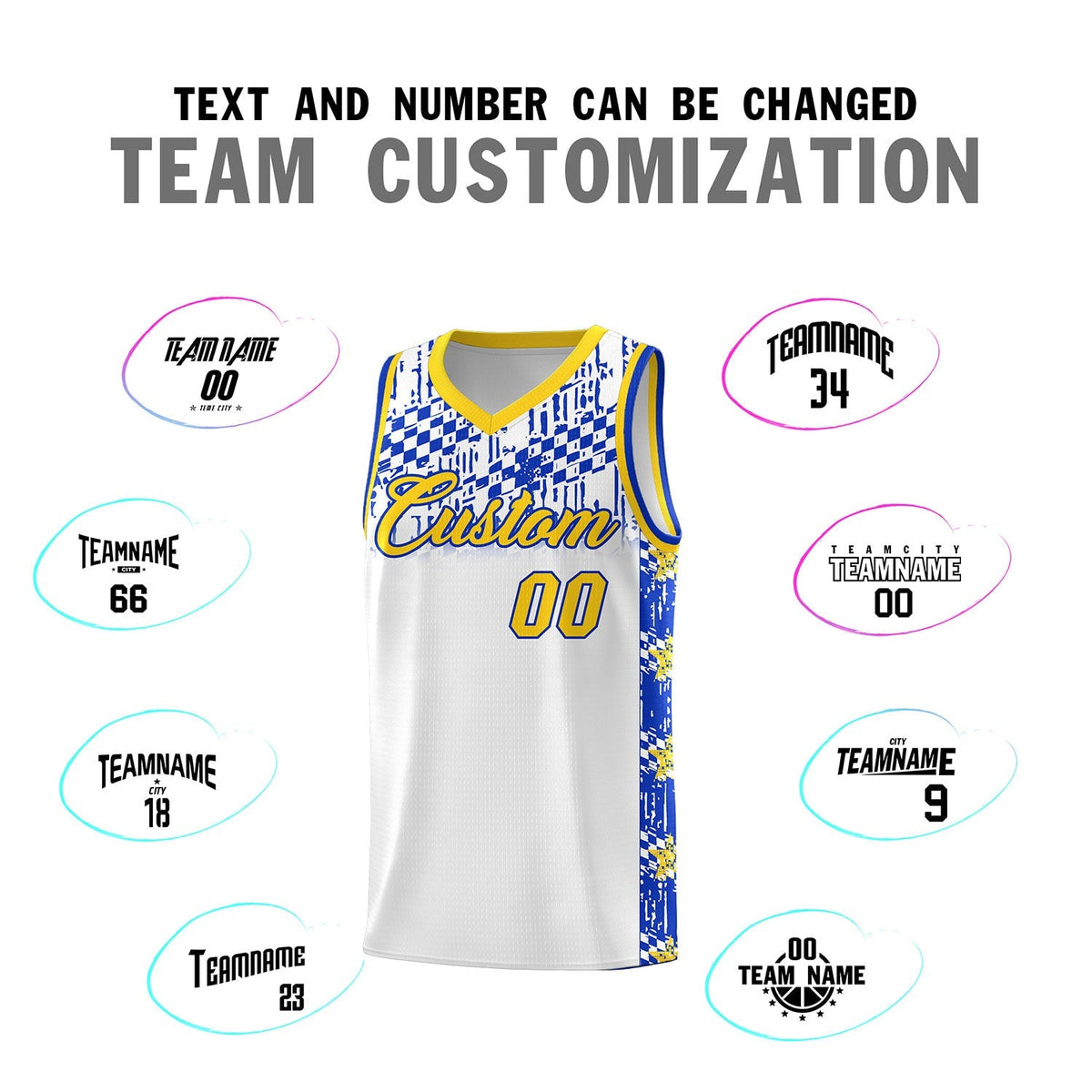 Custom White Mosaic Stars Pattern Sports Uniform Basketball Jersey|KXKSHOP
