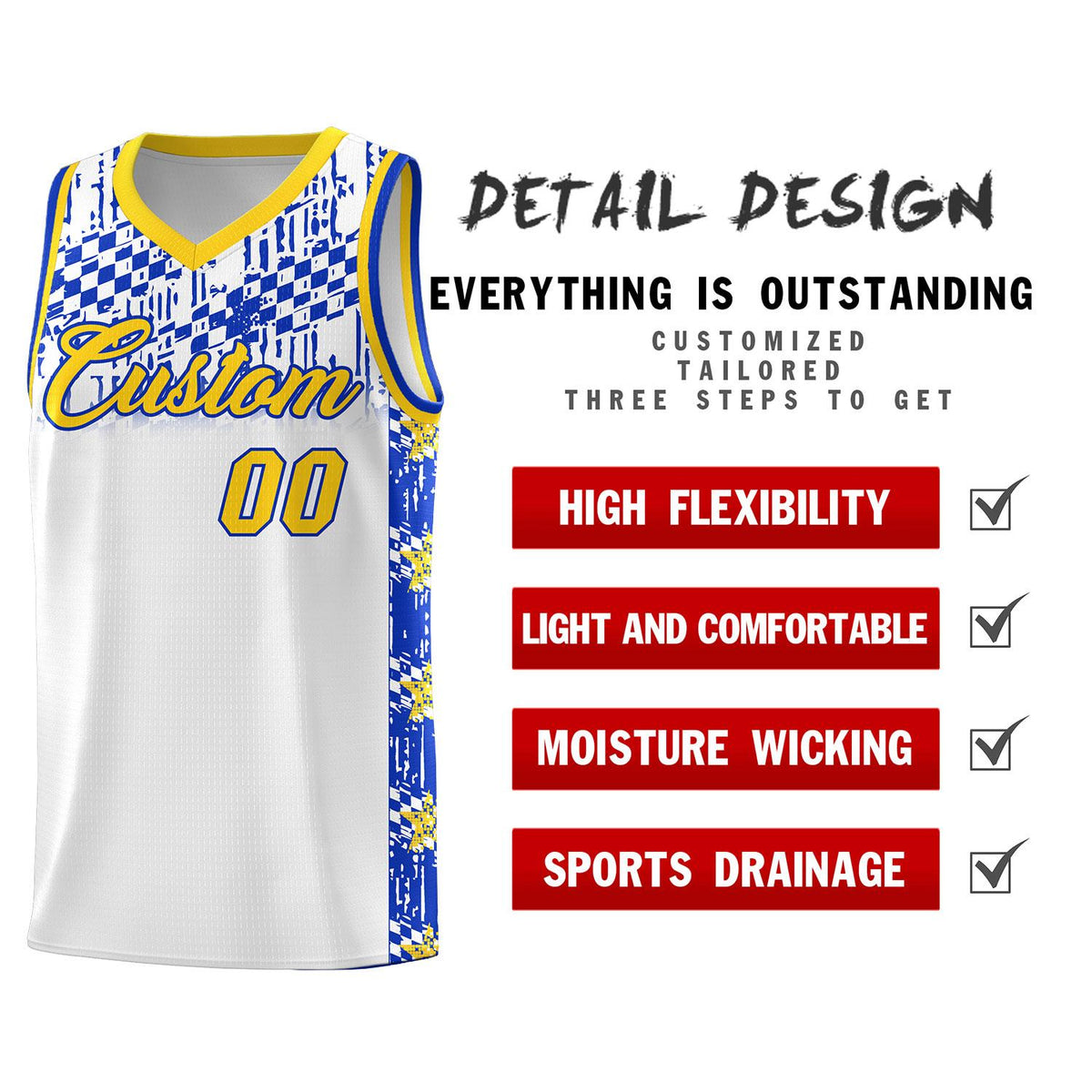 Custom White Mosaic Stars Pattern Sports Uniform Basketball Jersey|KXKSHOP