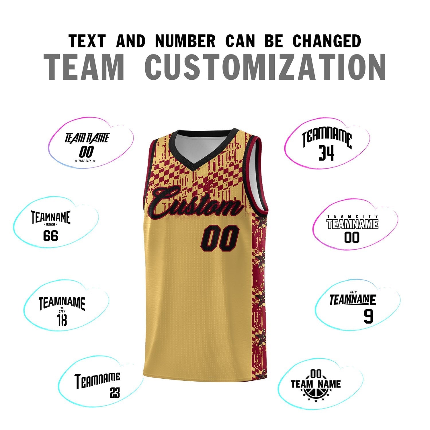 Custom Old Gold Mosaic Stars Pattern Sports Uniform Basketball Jersey|KXKSHOP