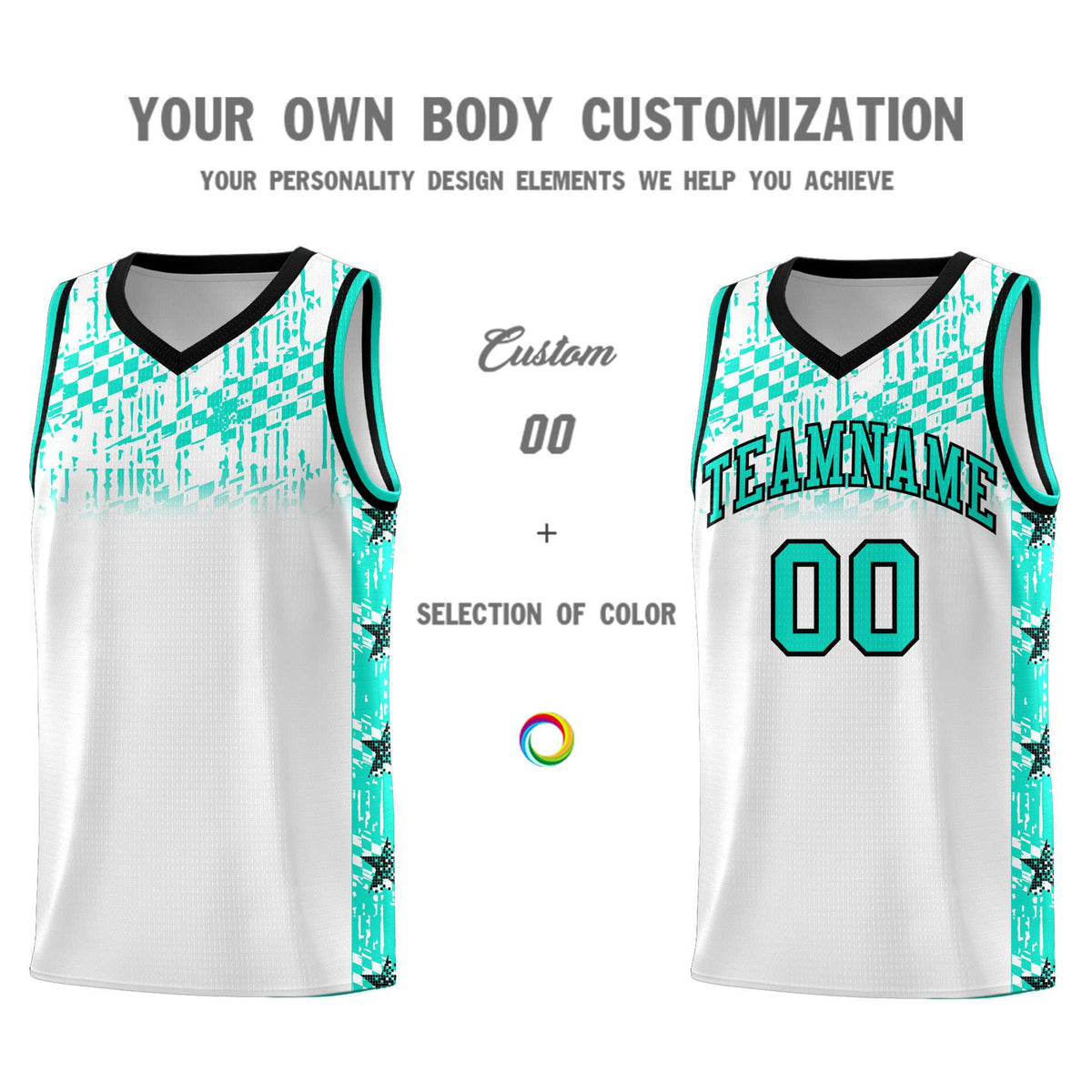 Custom White Mosaic Stars Pattern Sports Uniform Basketball Jersey|KXKSHOP