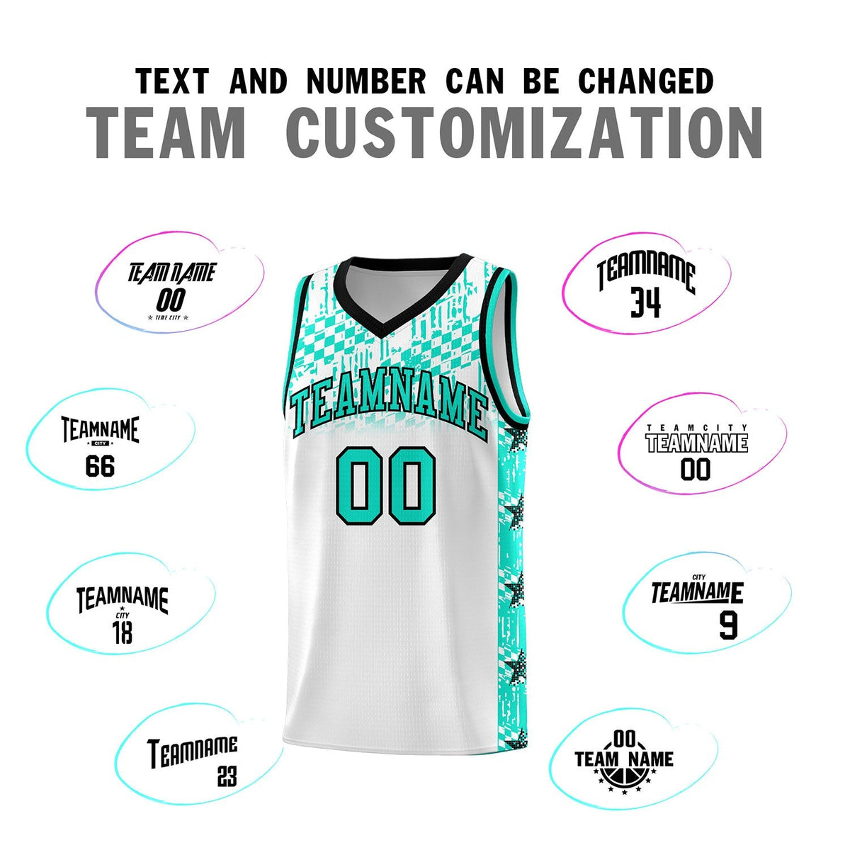 Custom White Mosaic Stars Pattern Sports Uniform Basketball Jersey|KXKSHOP