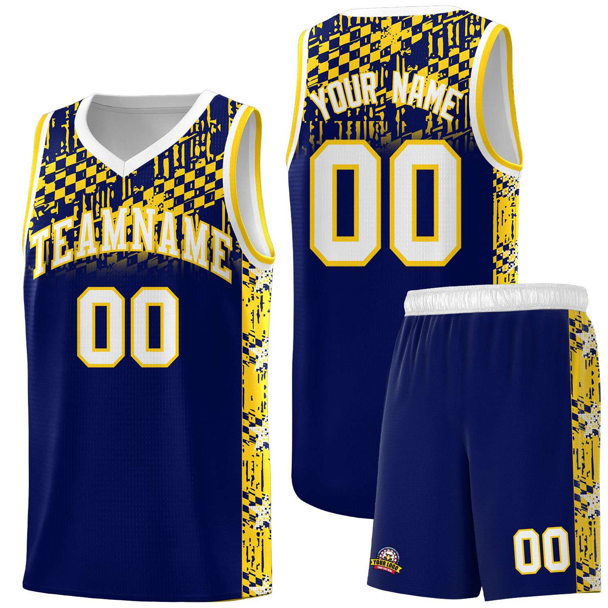 Custom Navy Mosaic Stars Pattern Sports Uniform Basketball Jersey|KXKSHOP