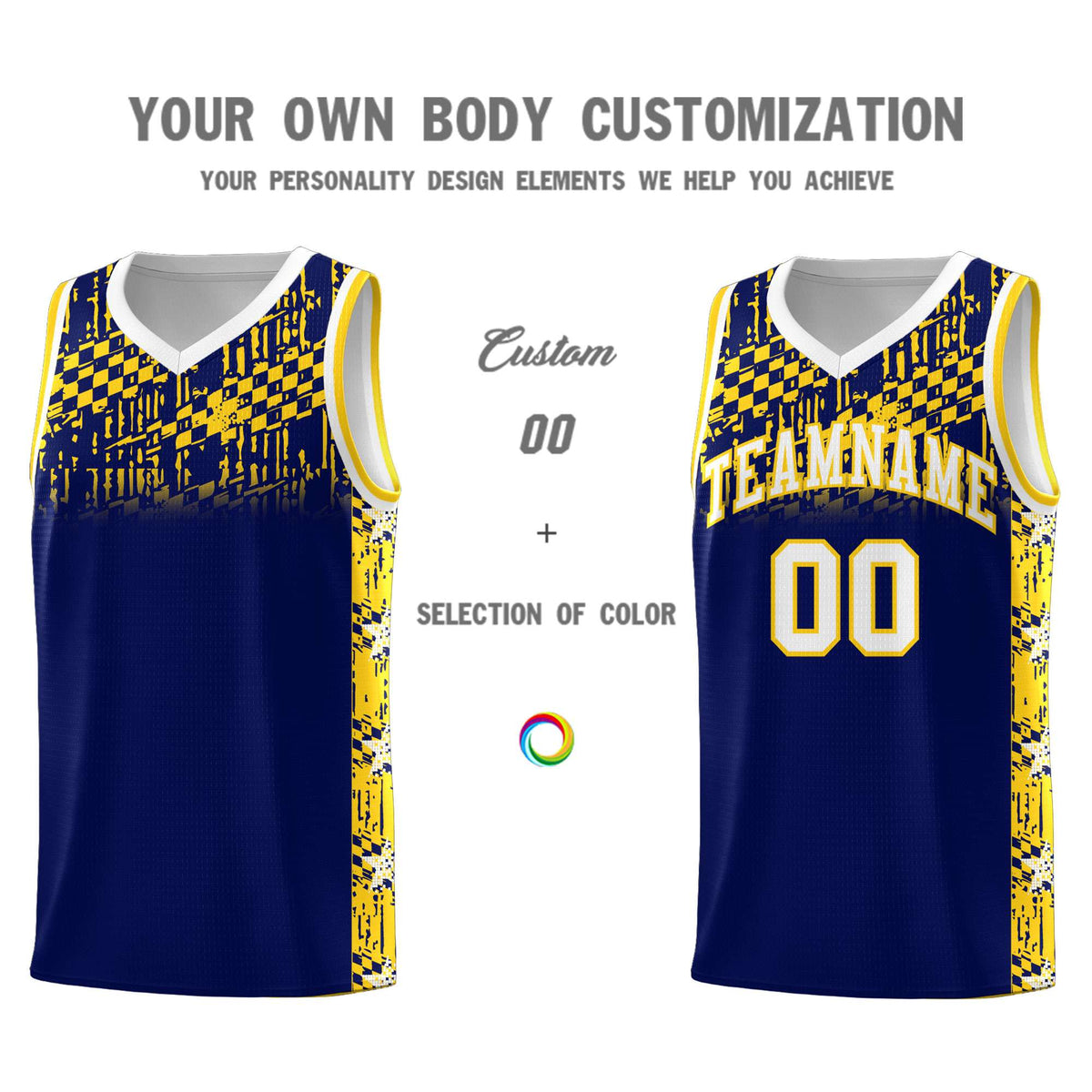 Custom Navy Mosaic Stars Pattern Sports Uniform Basketball Jersey|KXKSHOP