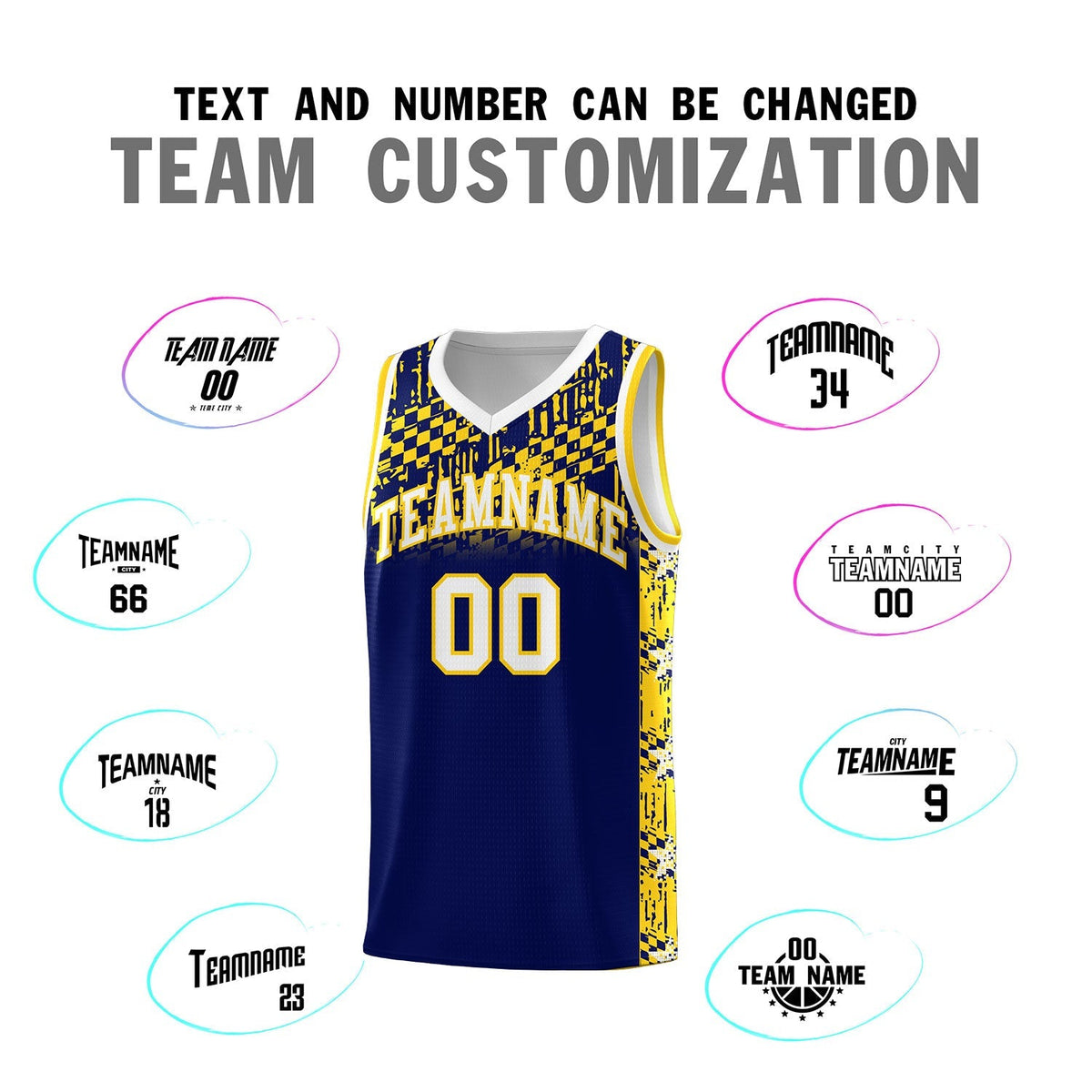 Custom Navy Mosaic Stars Pattern Sports Uniform Basketball Jersey|KXKSHOP