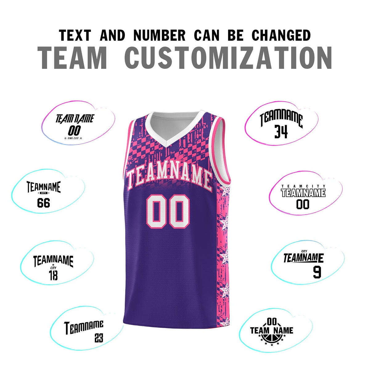 Custom Purple Mosaic Stars Pattern Sports Uniform Basketball Jersey|KXKSHOP