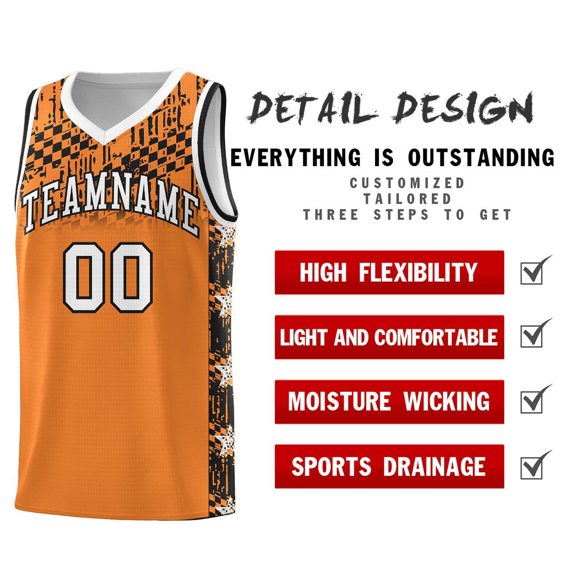 Custom Gold Orange Mosaic Stars Pattern Sports Uniform Basketball Jersey|KXKSHOP