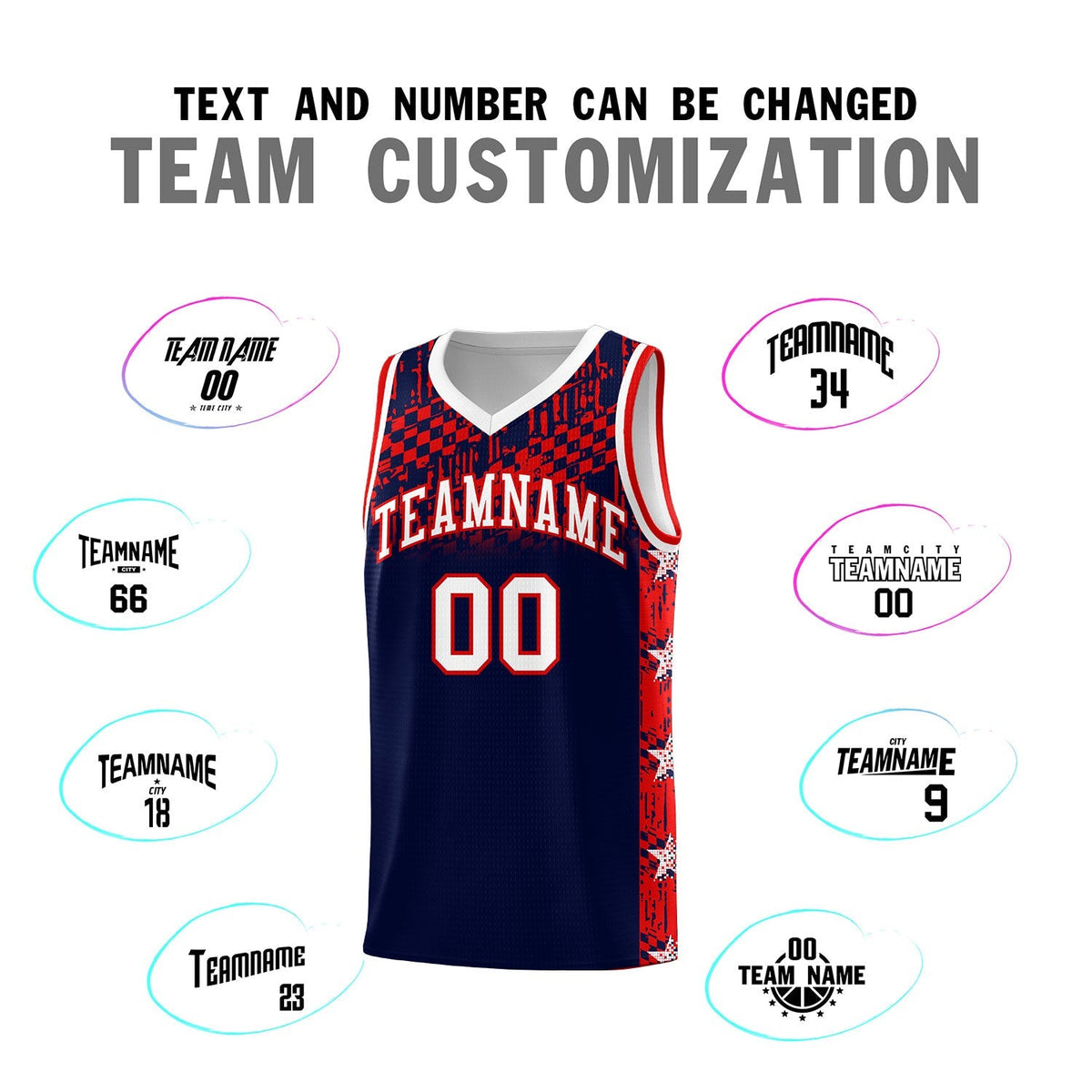 Custom Navy Mosaic Stars Pattern Sports Uniform Basketball Jersey|KXKSHOP