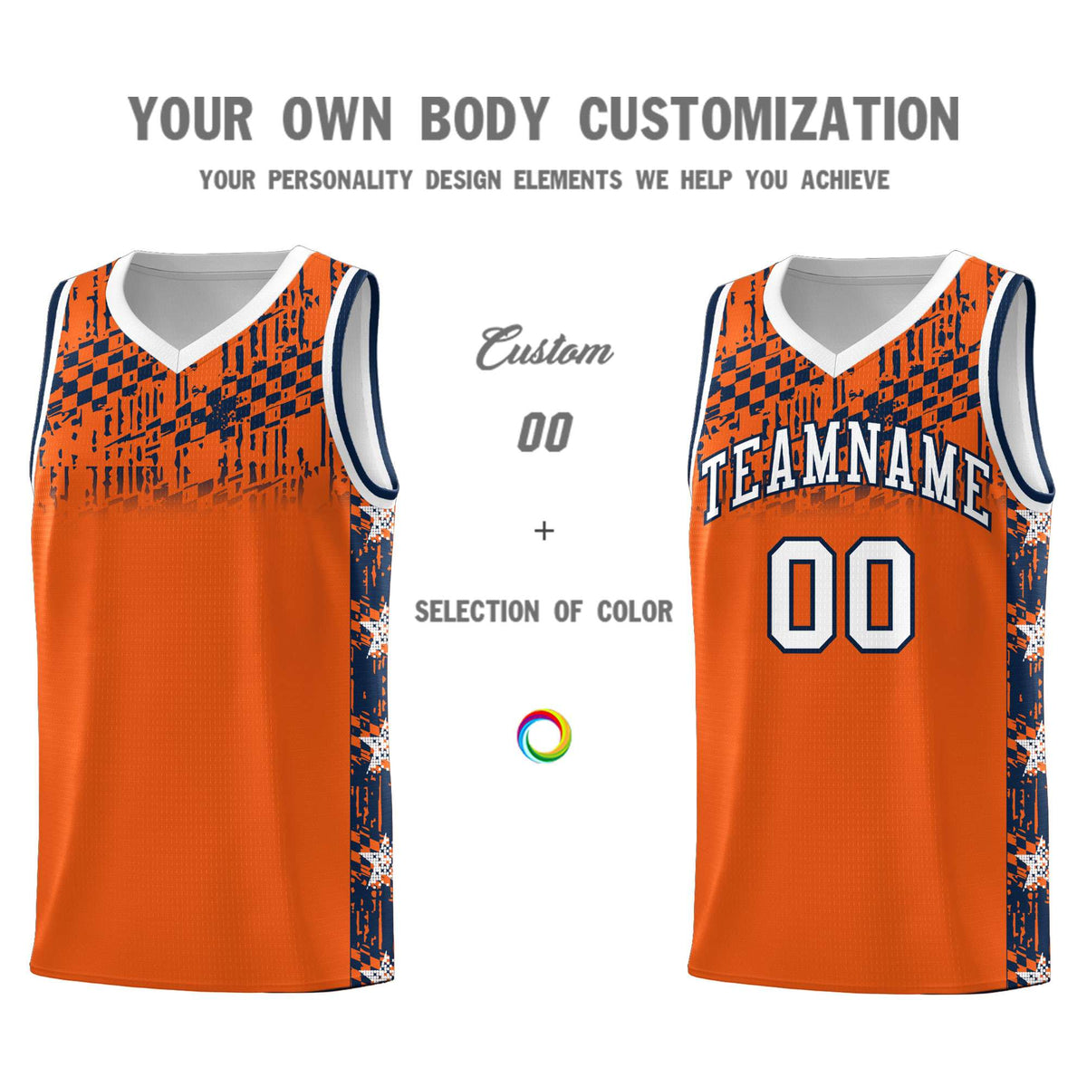 Custom Orange Mosaic Stars Pattern Sports Uniform Basketball Jersey|KXKSHOP