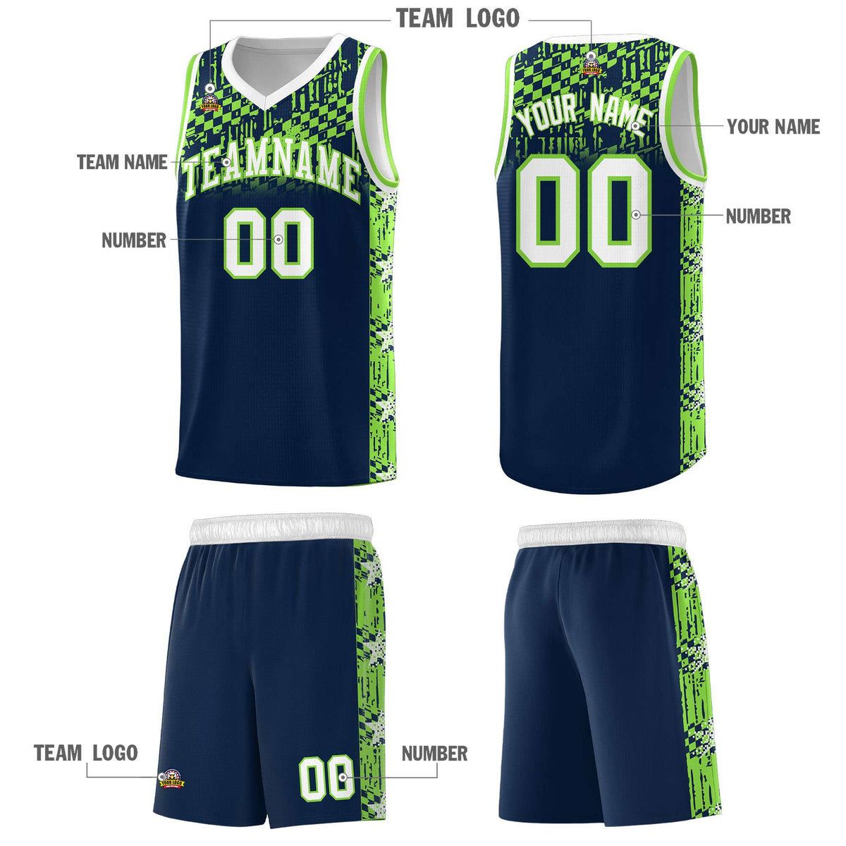 Custom Navy Mosaic Stars Pattern Sports Uniform Basketball Jersey|KXKSHOP