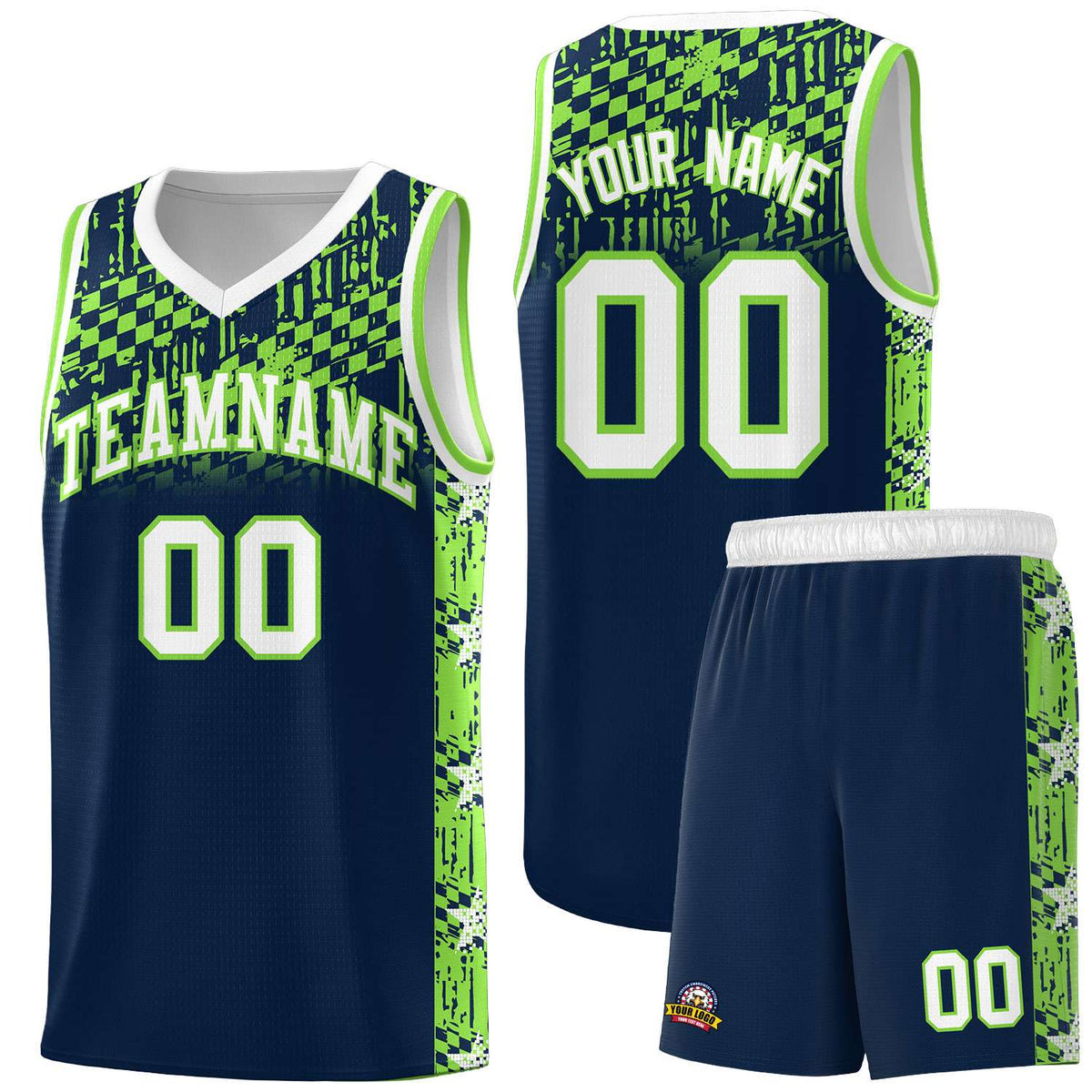 Custom Navy Mosaic Stars Pattern Sports Uniform Basketball Jersey|KXKSHOP