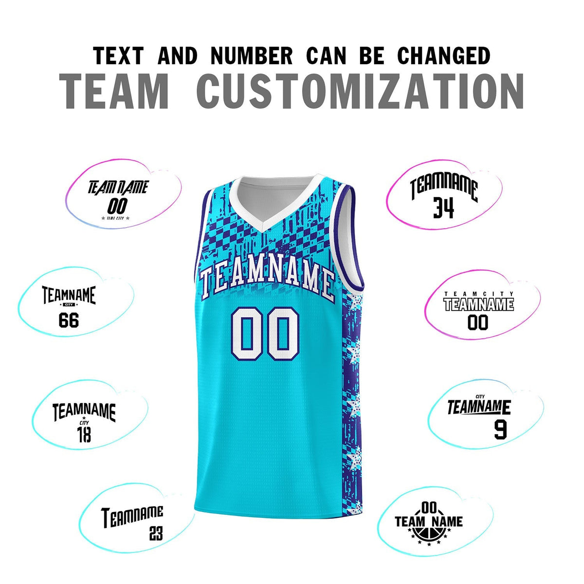 Custom Sky Blue Mosaic Stars Pattern Sports Uniform Basketball Jersey|KXKSHOP
