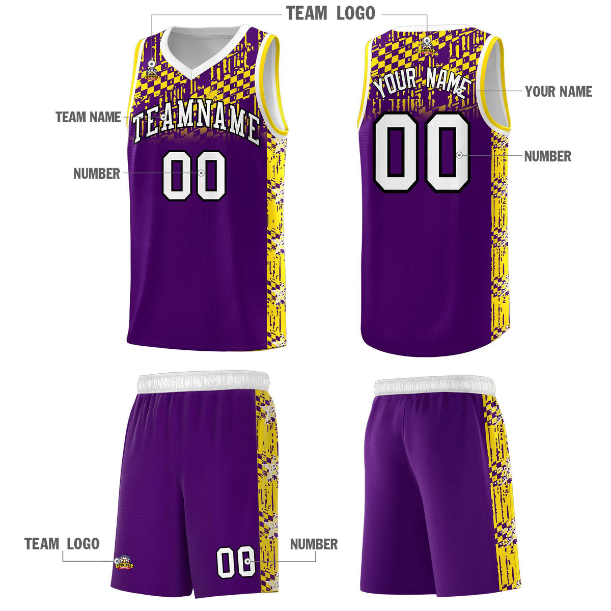 Custom Purple Mosaic Stars Pattern Sports Uniform Basketball Jersey|KXKSHOP
