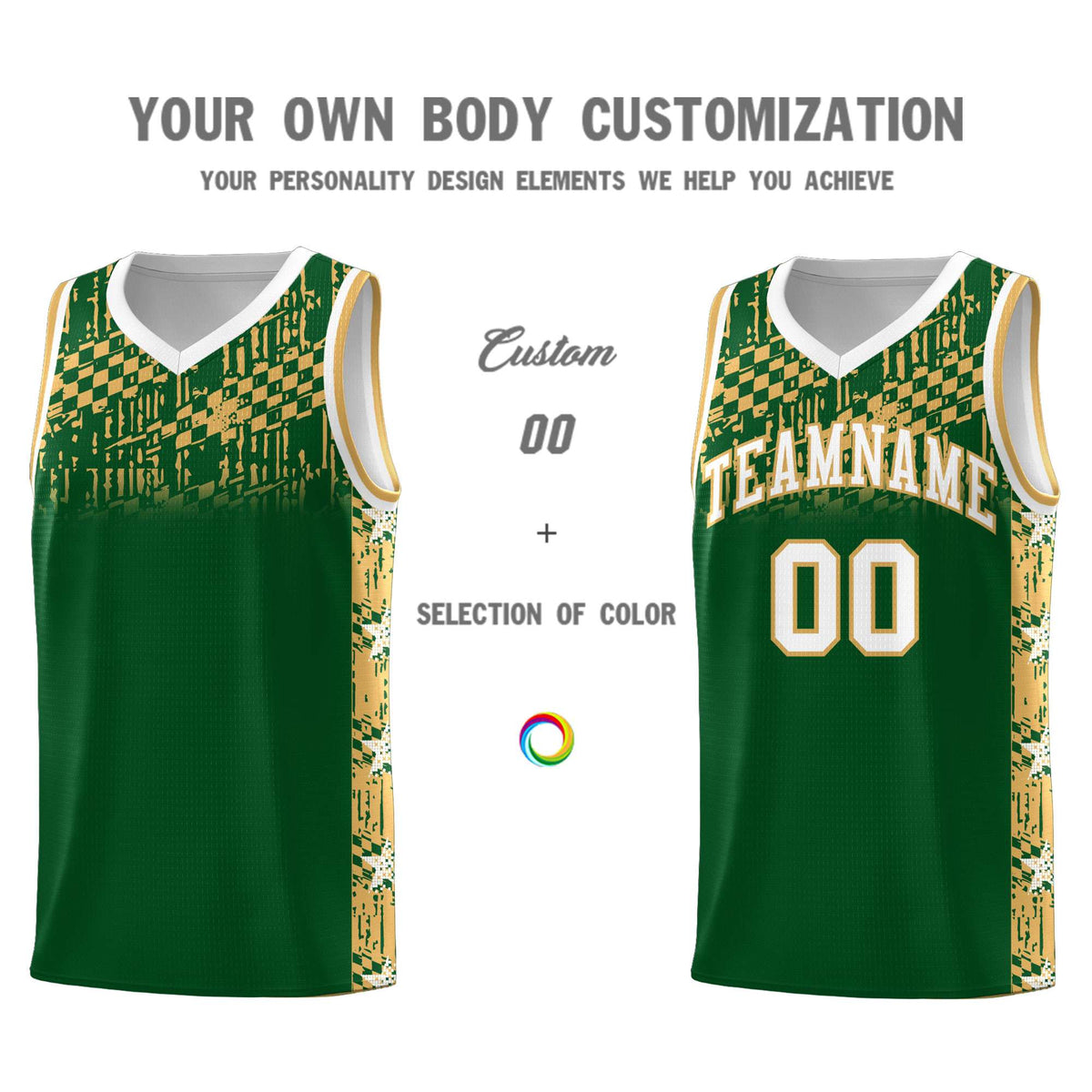 Custom Green Mosaic Stars Pattern Sports Uniform Basketball Jersey|KXKSHOP