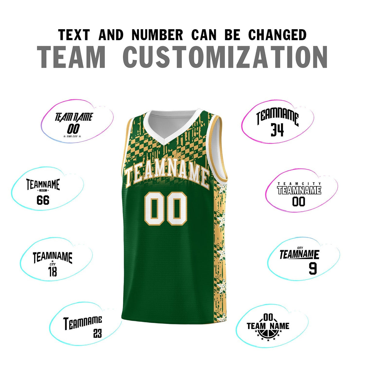 Custom Green Mosaic Stars Pattern Sports Uniform Basketball Jersey|KXKSHOP