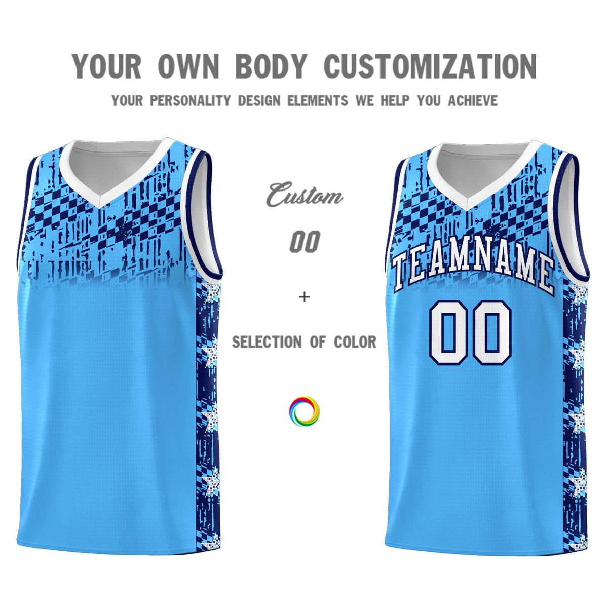 Custom Powder Blue Mosaic Stars Pattern Sports Uniform Basketball Jersey|KXKSHOP