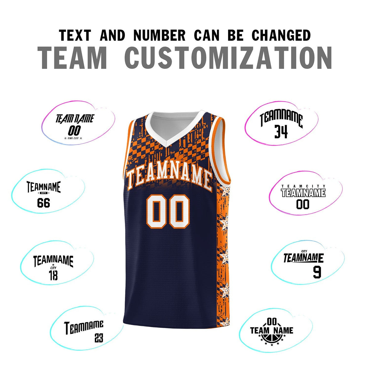 Custom Navy Mosaic Stars Pattern Sports Uniform Basketball Jersey|KXKSHOP