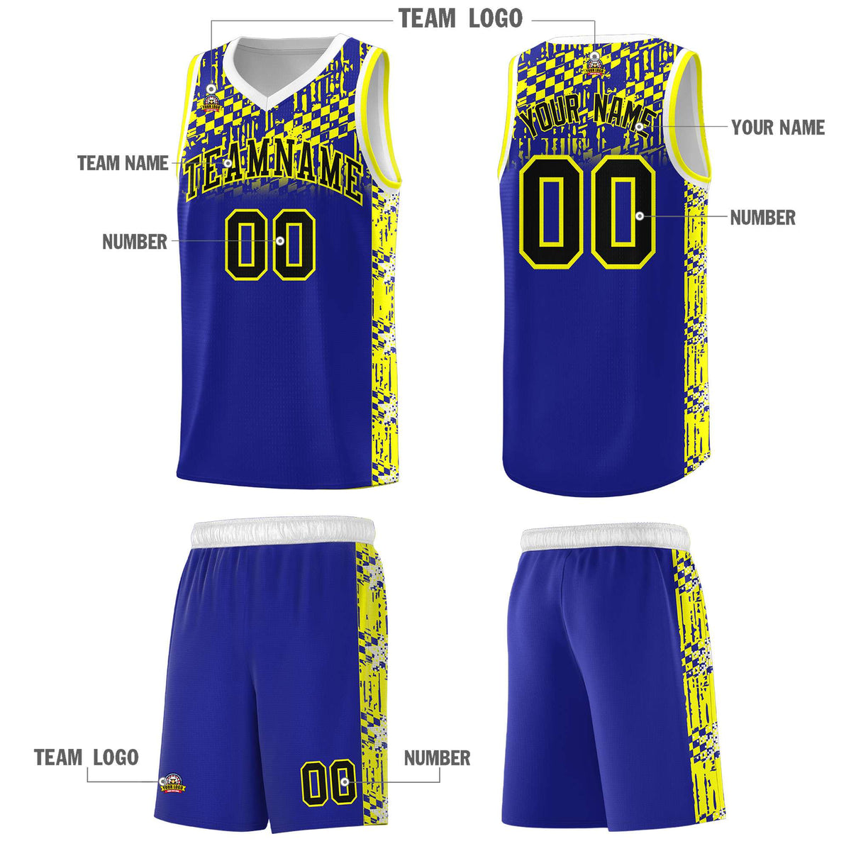 Custom Royal Mosaic Stars Pattern Sports Uniform Basketball Jersey|KXKSHOP