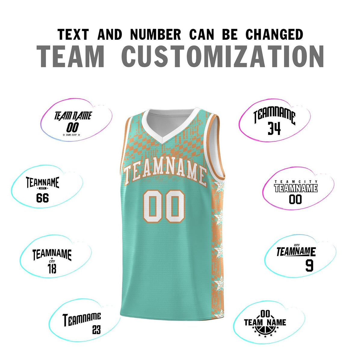 Custom Bright Green Mosaic Stars Pattern Sports Uniform Basketball Jersey|KXKSHOP