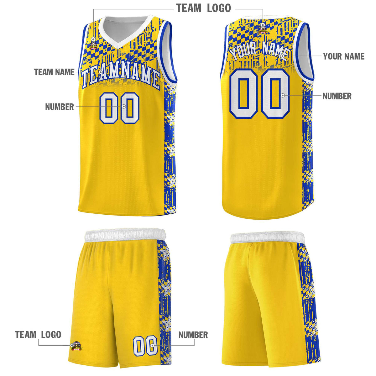 Custom Gold Mosaic Stars Pattern Sports Uniform Basketball Jersey|KXKSHOP