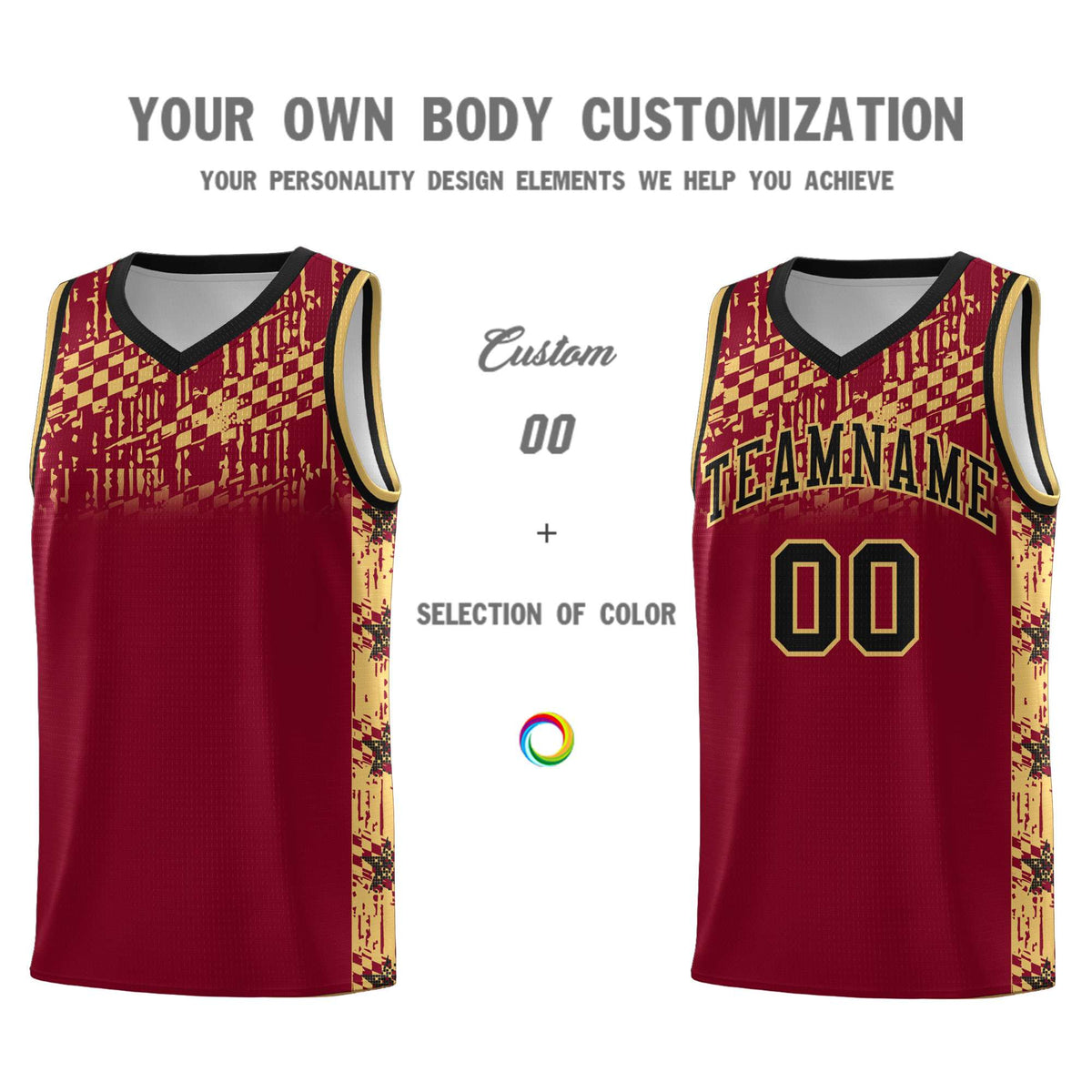 Custom Crimson Mosaic Stars Pattern Sports Uniform Basketball Jersey|KXKSHOP