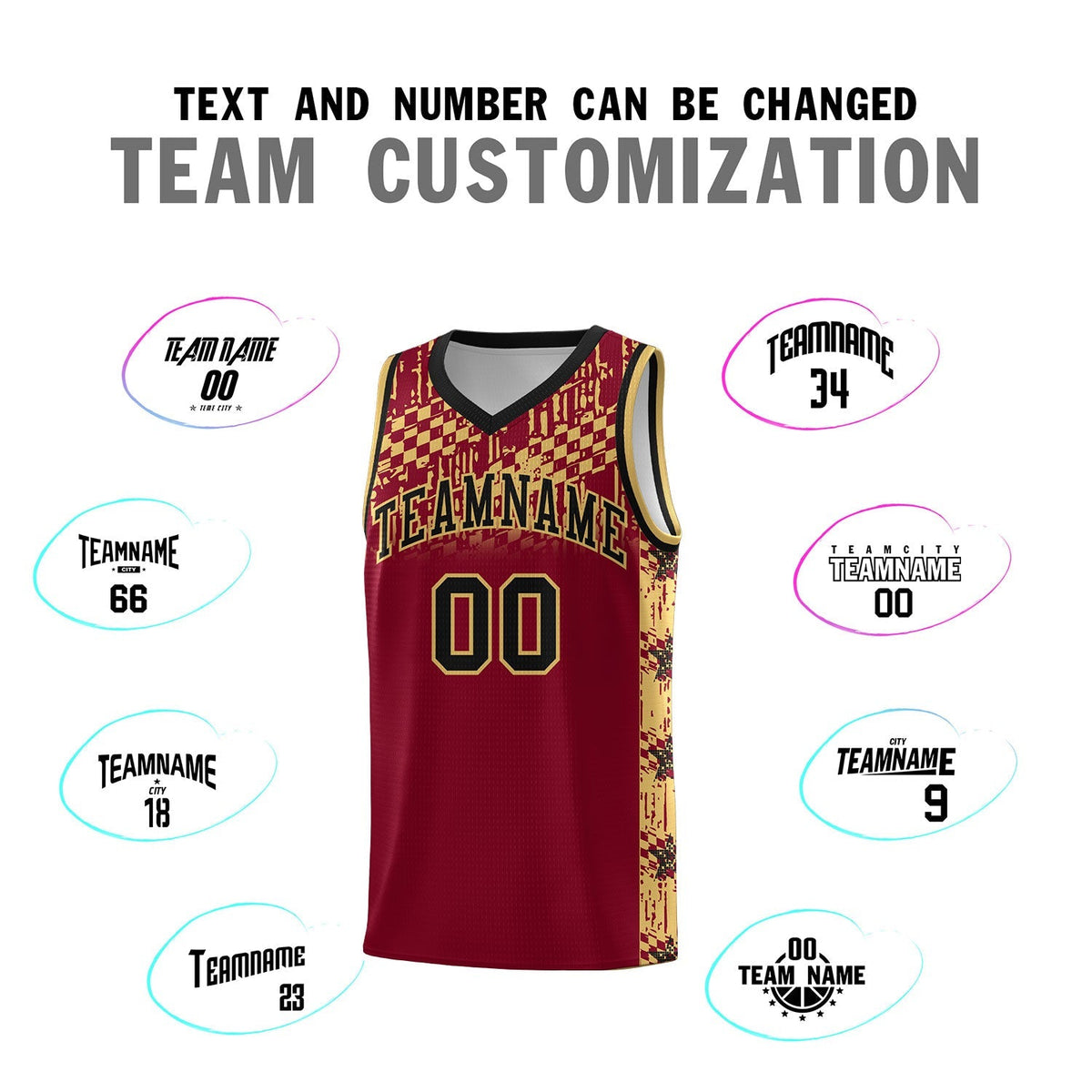Custom Crimson Mosaic Stars Pattern Sports Uniform Basketball Jersey|KXKSHOP