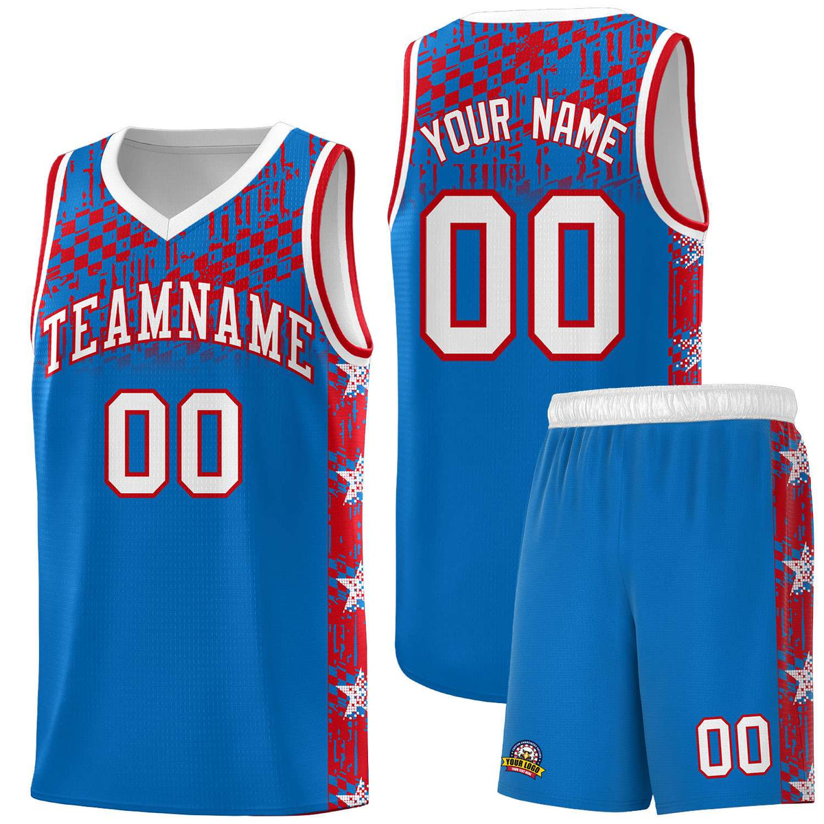 Custom Royal Mosaic Stars Pattern Sports Uniform Basketball Jersey|KXKSHOP