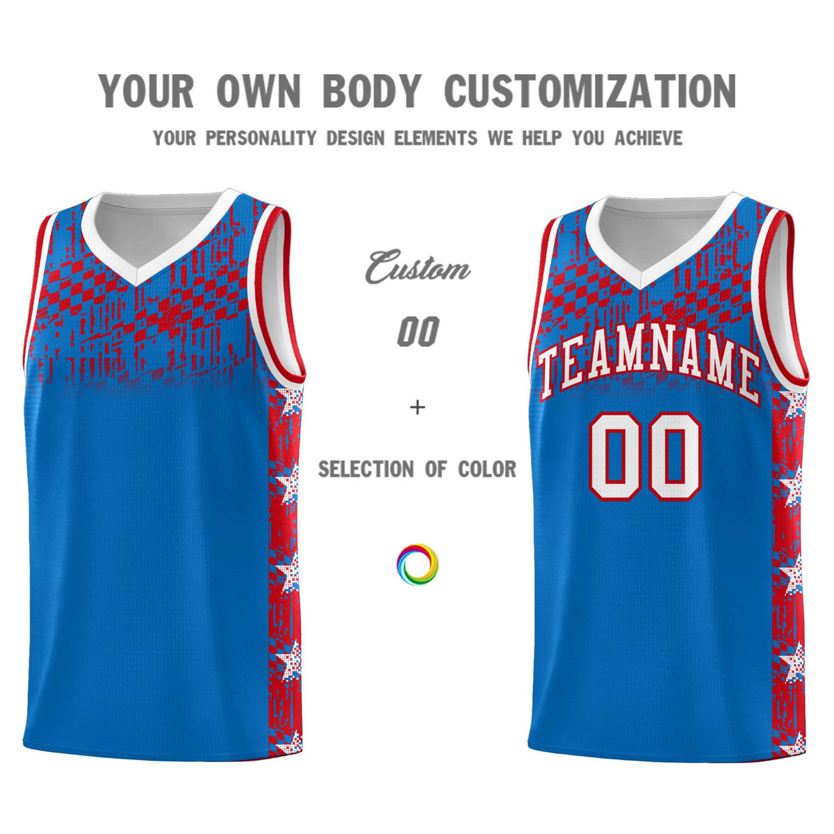 Custom Royal Mosaic Stars Pattern Sports Uniform Basketball Jersey|KXKSHOP