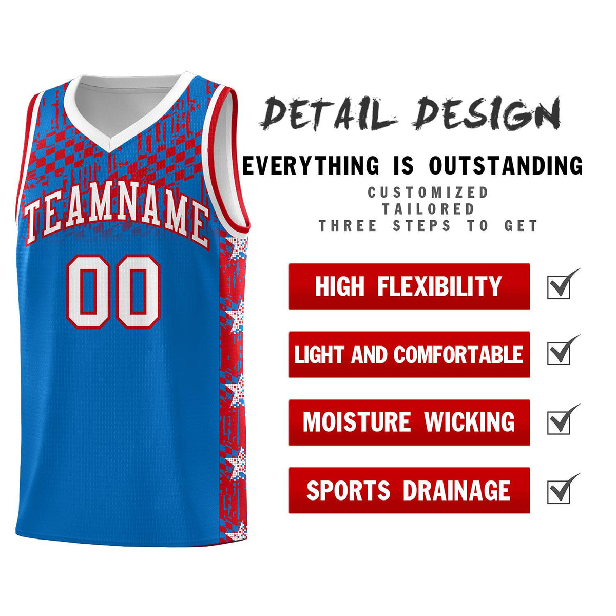 Custom Royal Mosaic Stars Pattern Sports Uniform Basketball Jersey|KXKSHOP