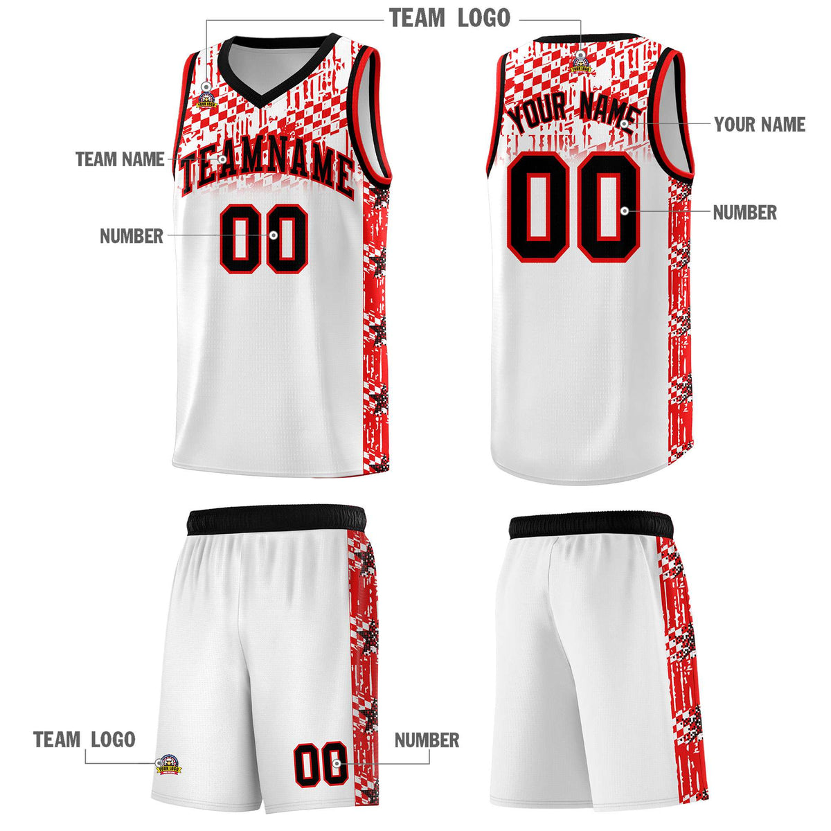 Custom White Mosaic Stars Pattern Sports Uniform Basketball Jersey|KXKSHOP