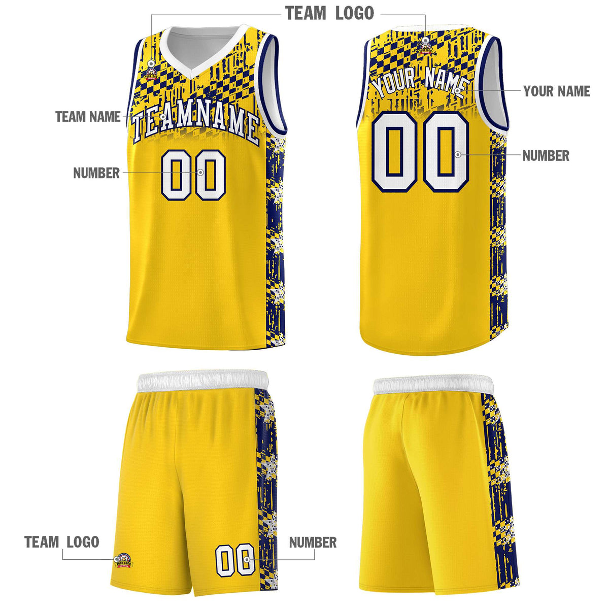Custom Gold Mosaic Stars Pattern Sports Uniform Basketball Jersey|KXKSHOP