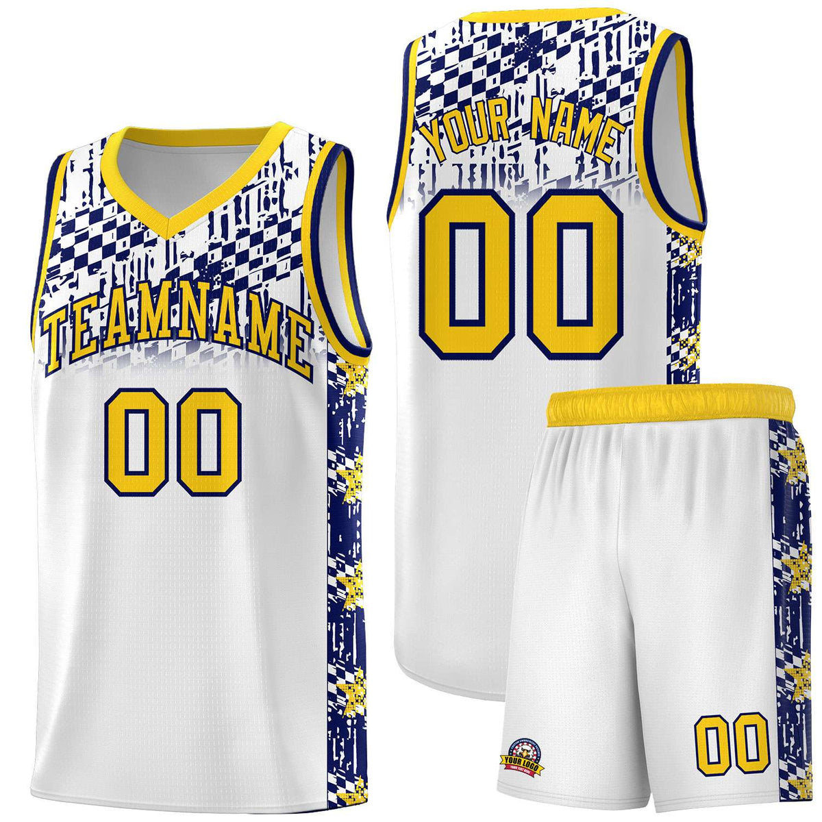 Custom White Mosaic Stars Pattern Sports Uniform Basketball Jersey|KXKSHOP