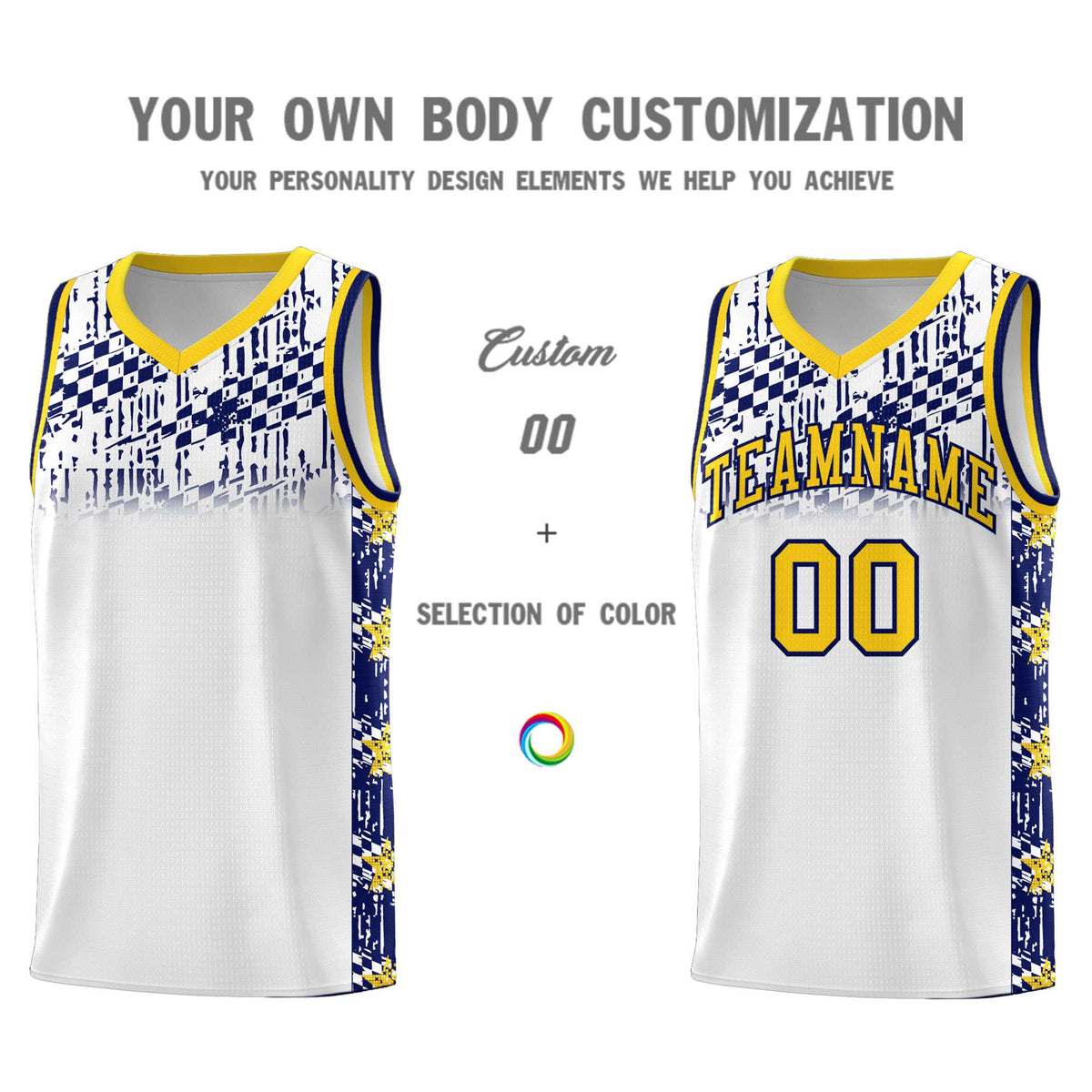 Custom White Mosaic Stars Pattern Sports Uniform Basketball Jersey|KXKSHOP