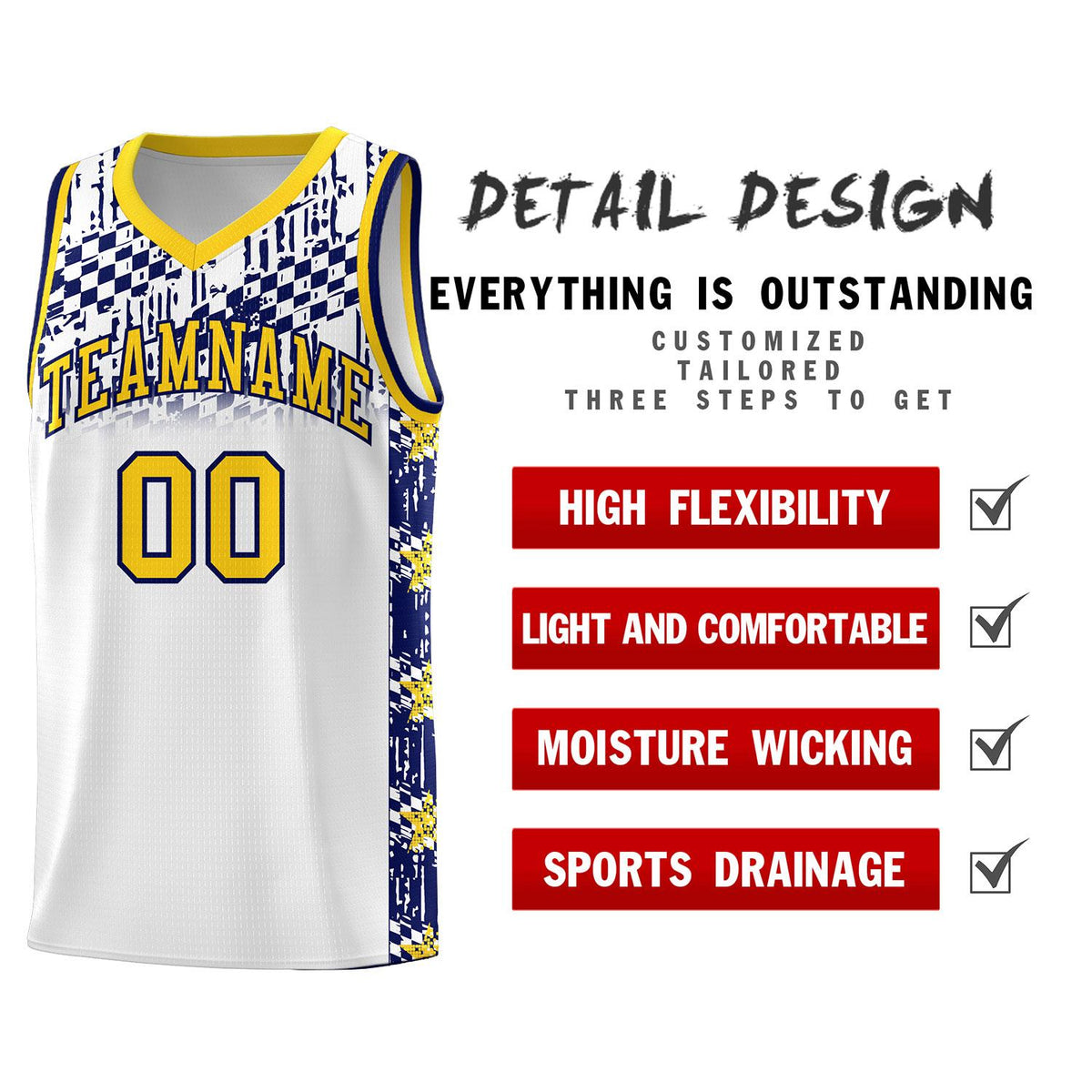 Custom White Mosaic Stars Pattern Sports Uniform Basketball Jersey|KXKSHOP