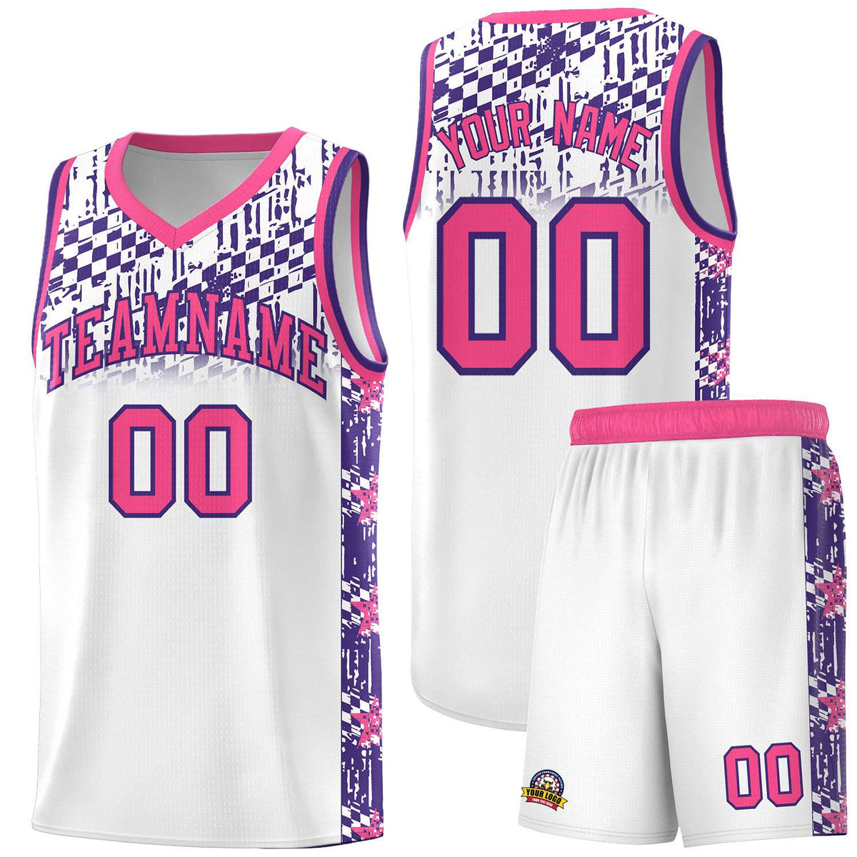 Custom White Mosaic Stars Pattern Sports Uniform Basketball Jersey|KXKSHOP