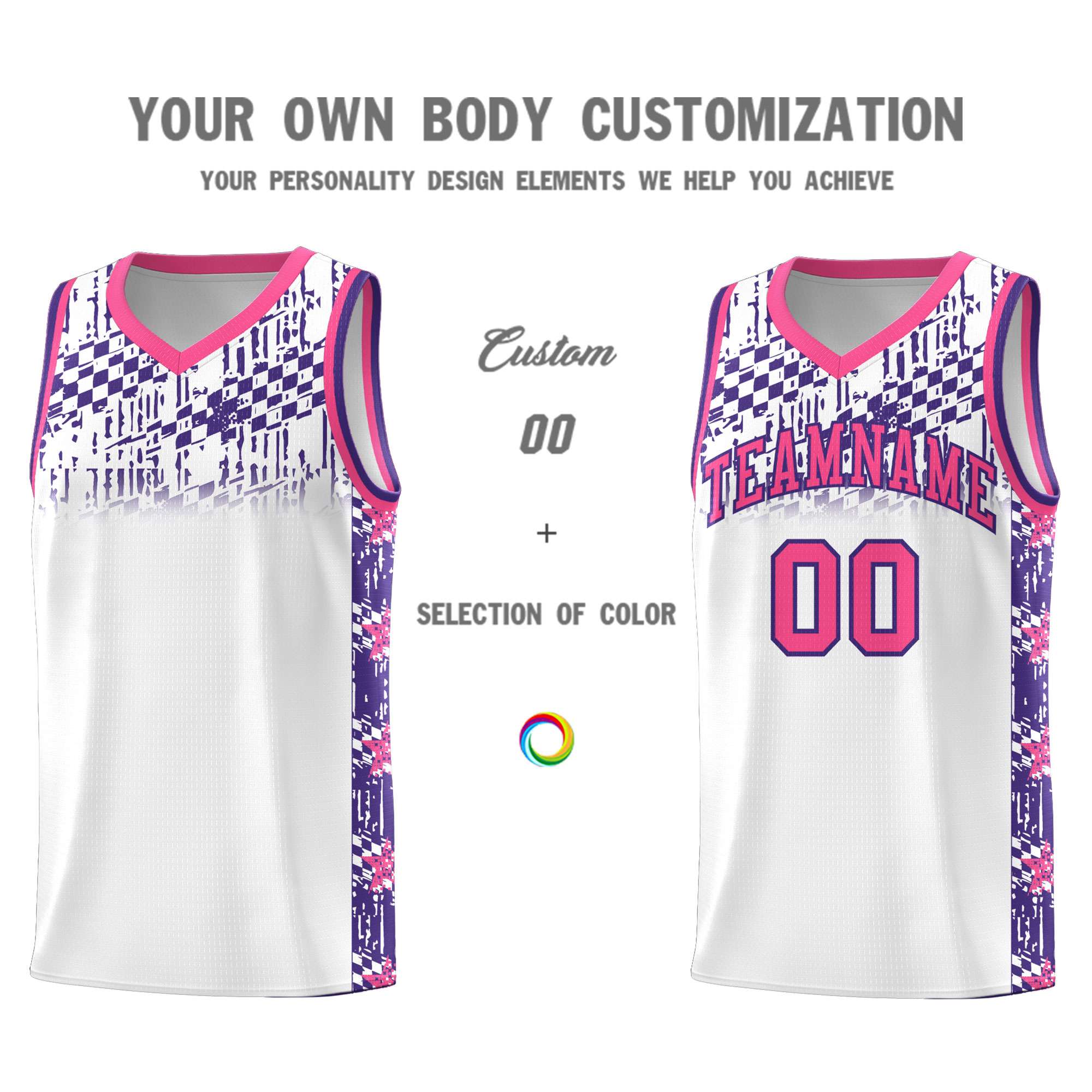 Custom White Mosaic Stars Pattern Sports Uniform Basketball Jersey|KXKSHOP