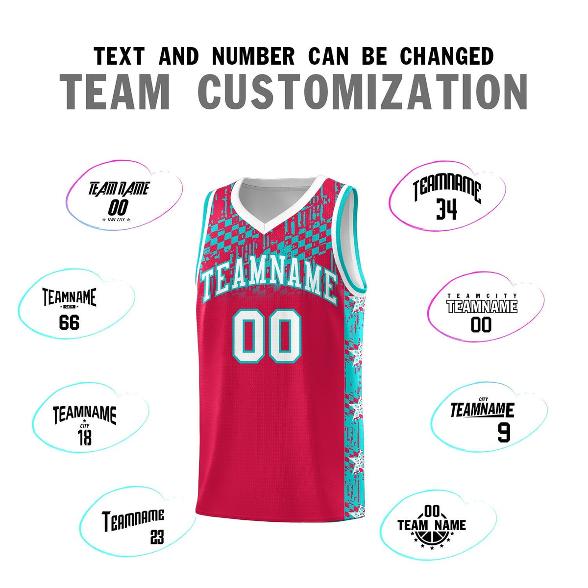 Custom Red Mosaic Stars Pattern Sports Uniform Basketball Jersey|KXKSHOP