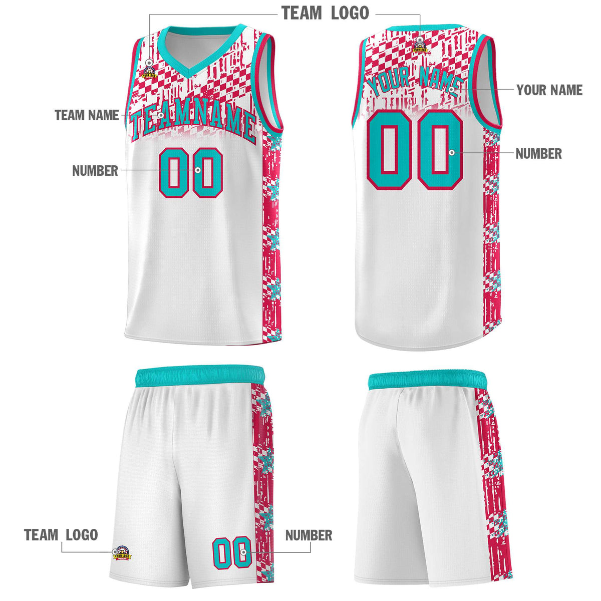 Custom White Mosaic Stars Pattern Sports Uniform Basketball Jersey|KXKSHOP