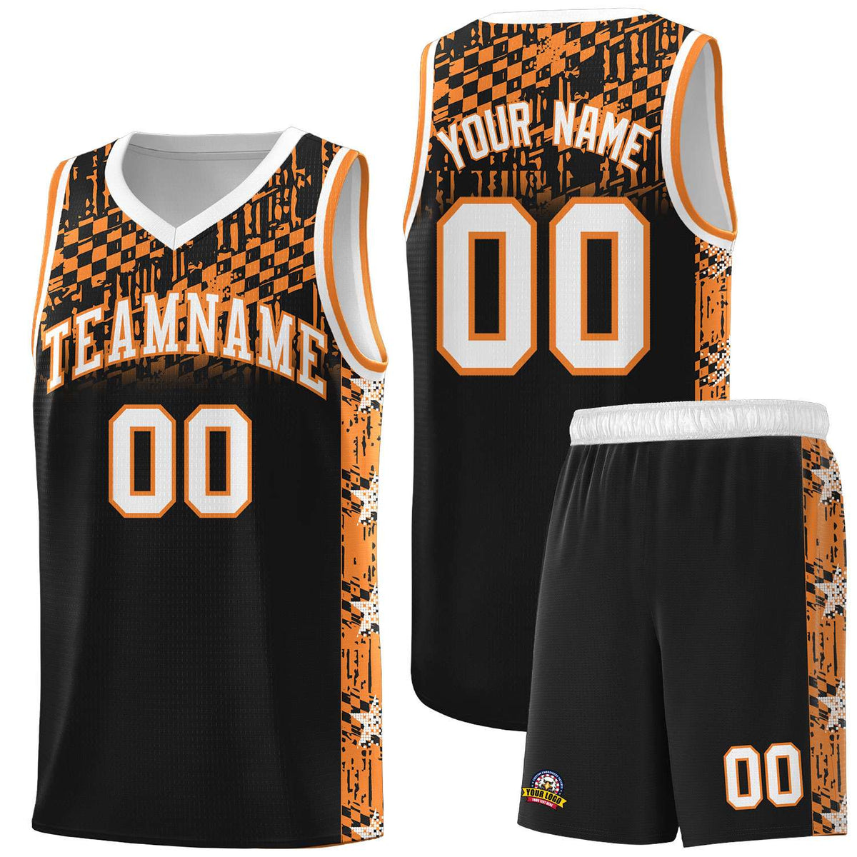Custom Black Mosaic Stars Pattern Sports Uniform Basketball Jersey|KXKSHOP