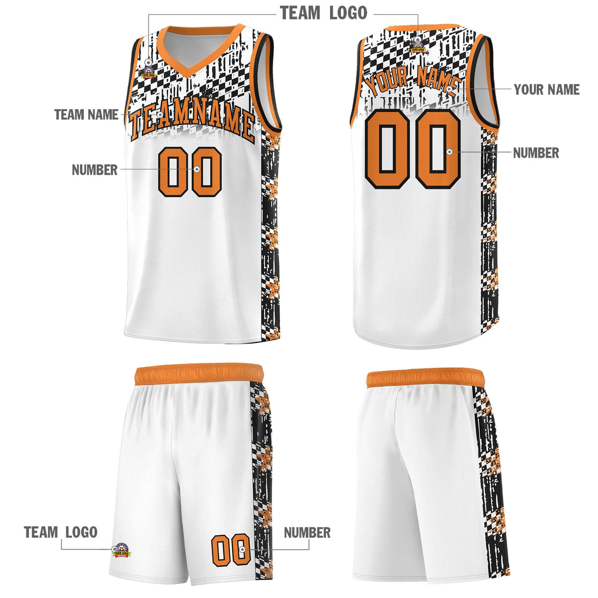 Custom White Mosaic Stars Pattern Sports Uniform Basketball Jersey|KXKSHOP