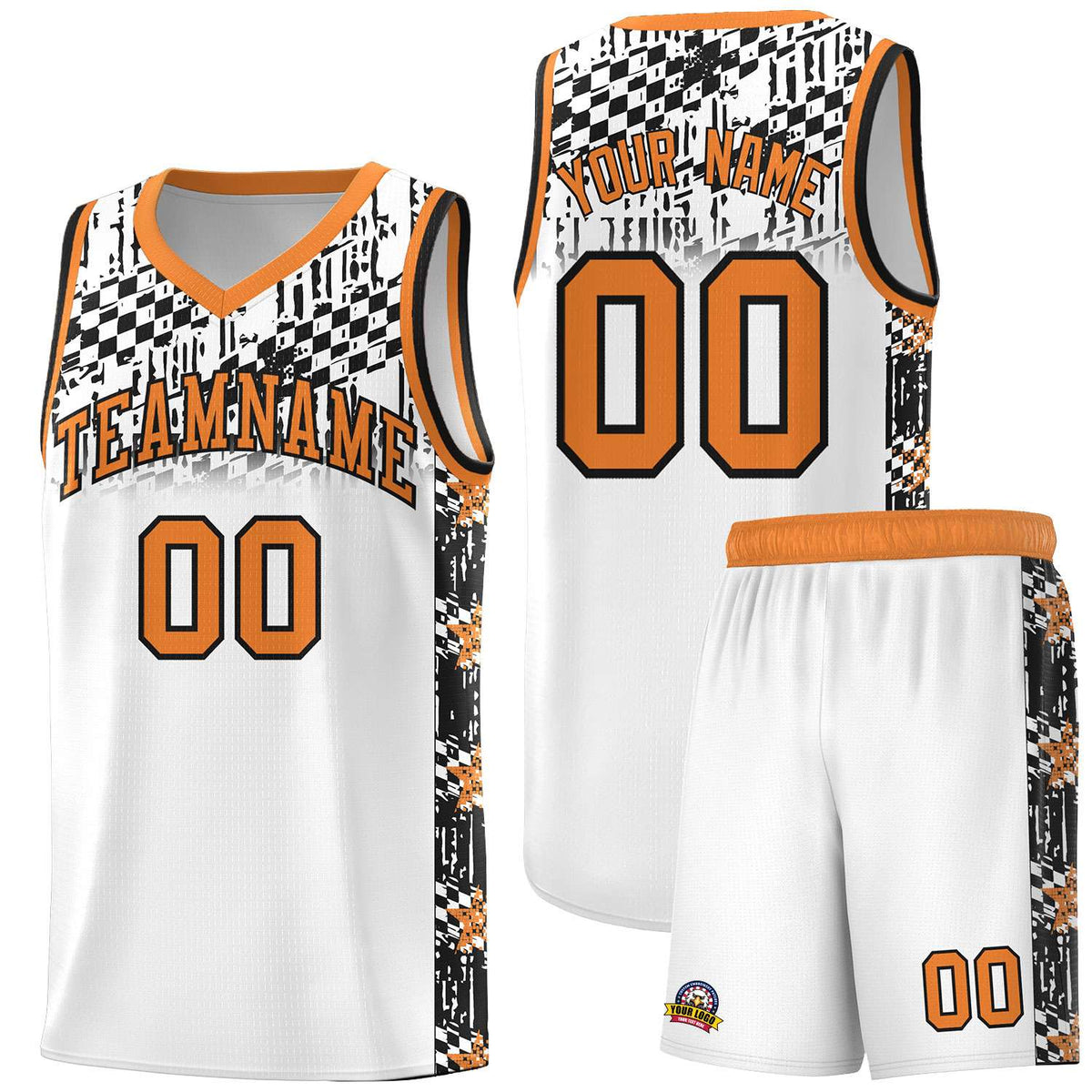 Custom White Mosaic Stars Pattern Sports Uniform Basketball Jersey|KXKSHOP