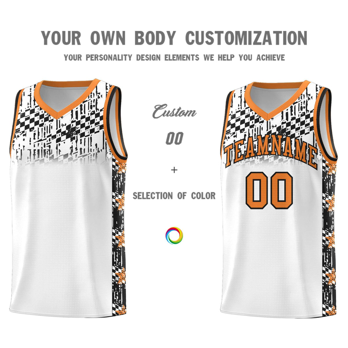 Custom White Mosaic Stars Pattern Sports Uniform Basketball Jersey|KXKSHOP