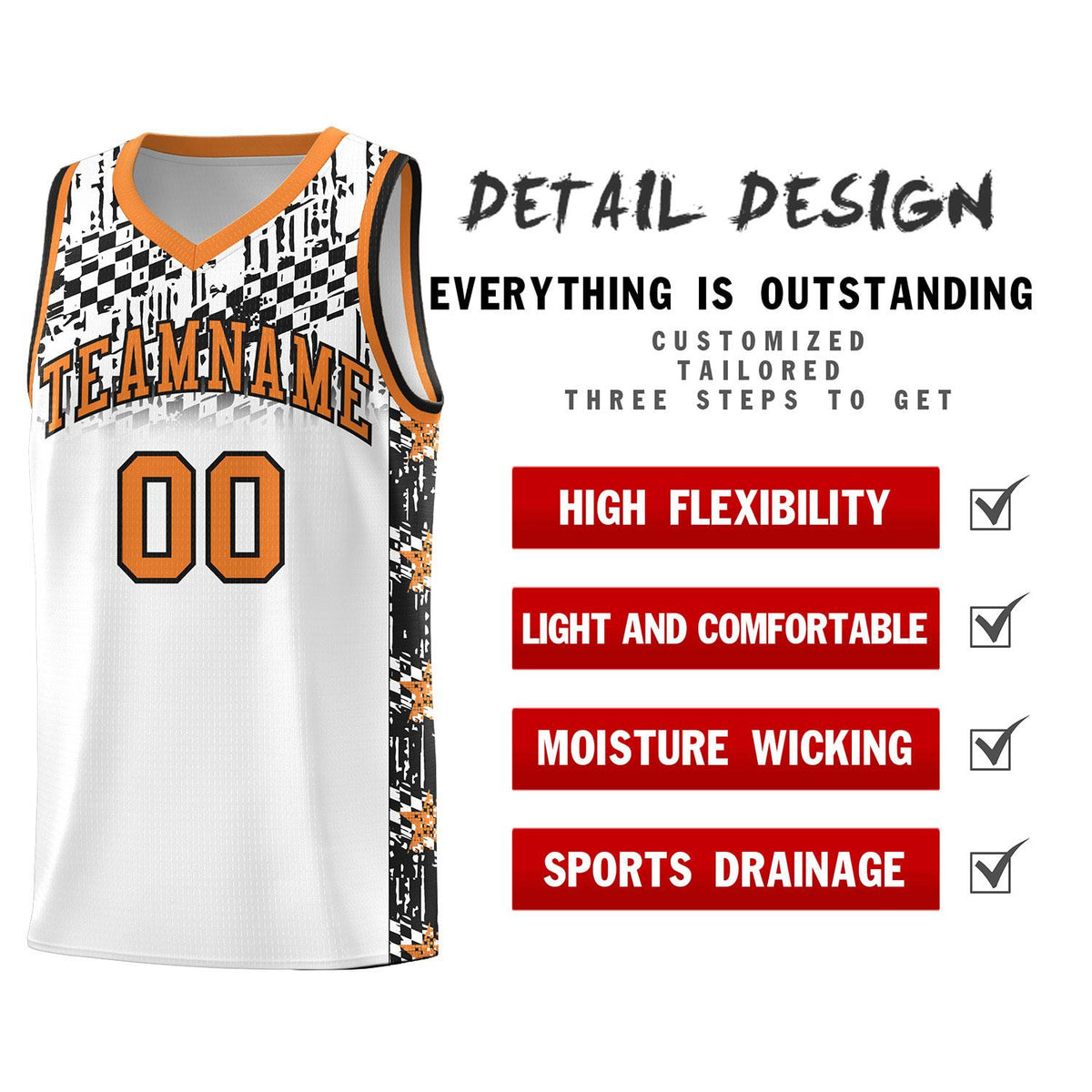 Custom White Mosaic Stars Pattern Sports Uniform Basketball Jersey|KXKSHOP