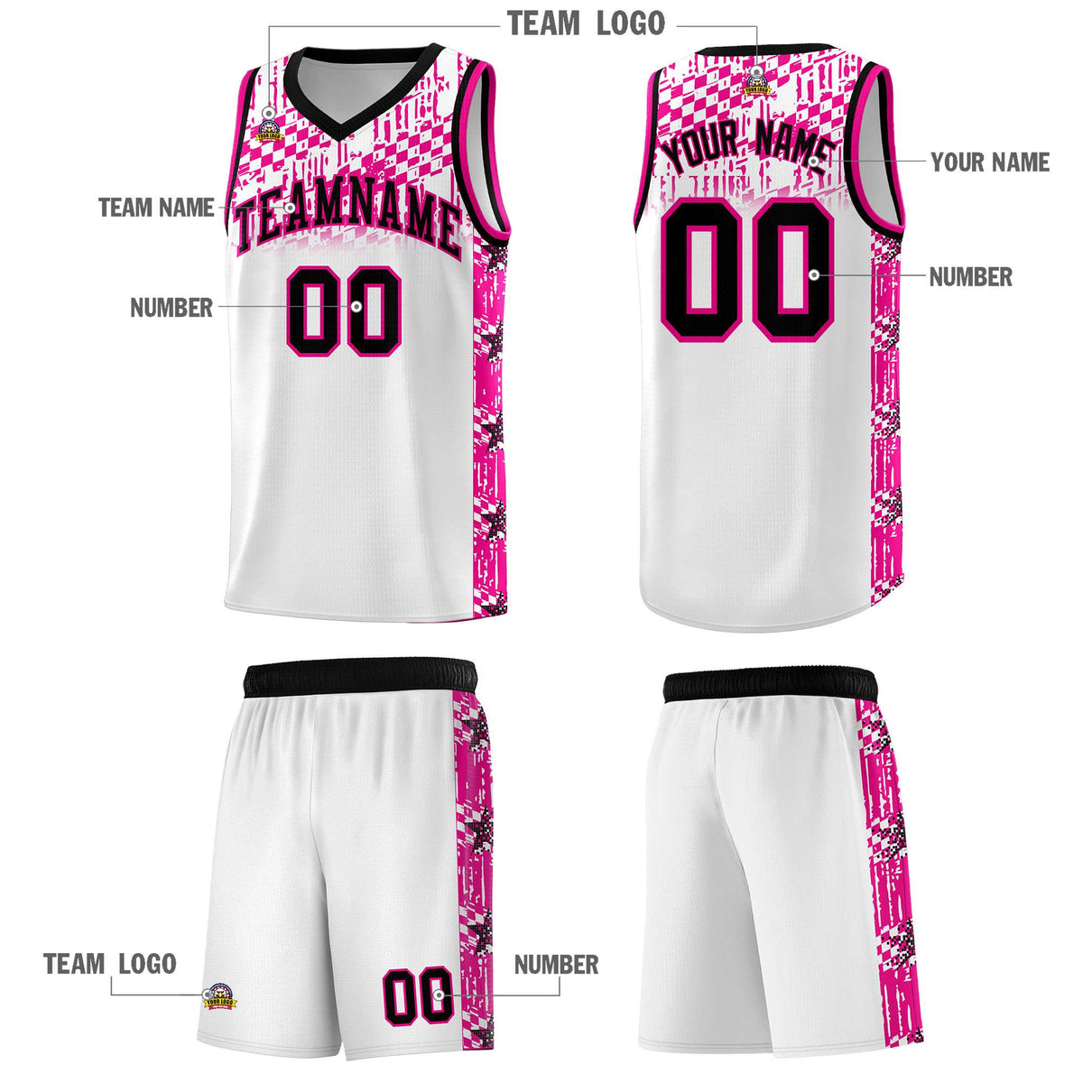 Custom White Mosaic Stars Pattern Sports Uniform Basketball Jersey|KXKSHOP
