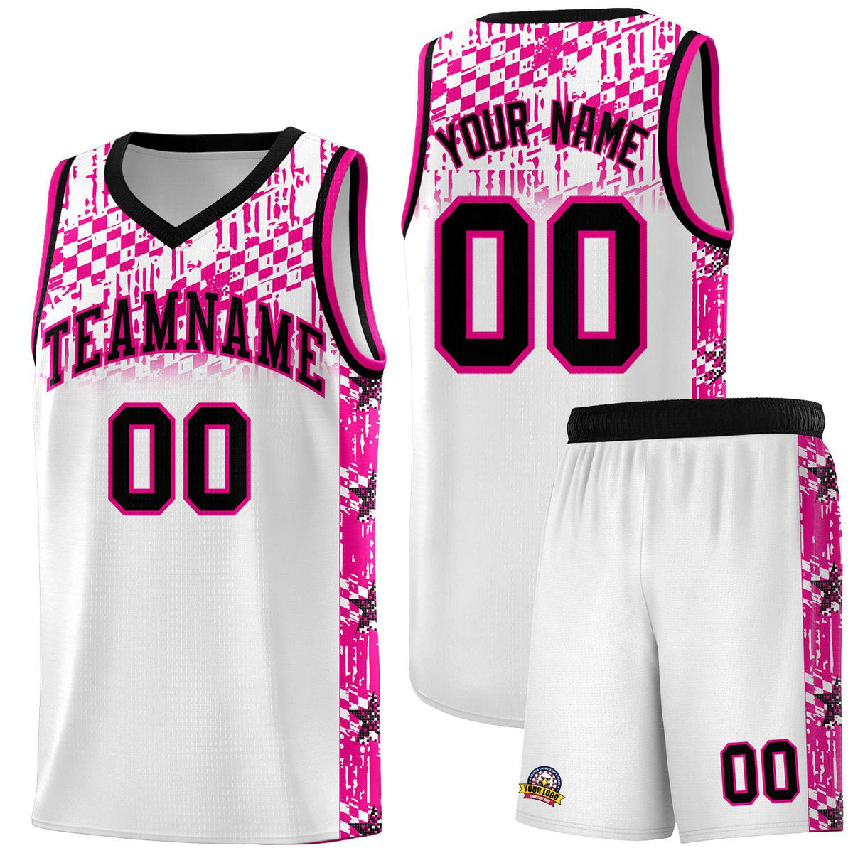 Custom White Mosaic Stars Pattern Sports Uniform Basketball Jersey|KXKSHOP