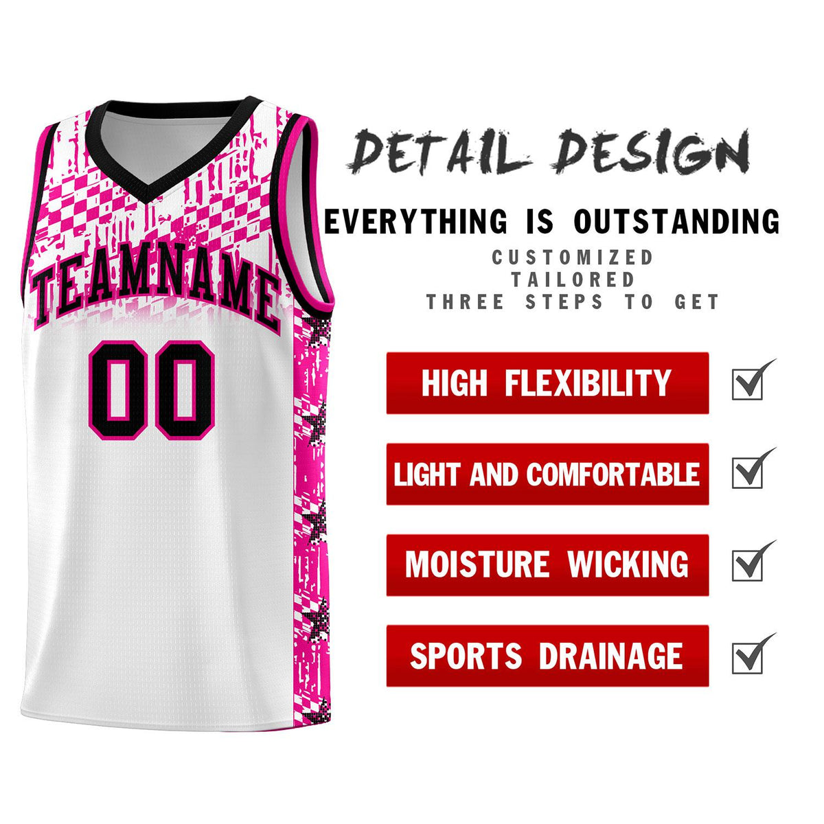 Custom White Mosaic Stars Pattern Sports Uniform Basketball Jersey|KXKSHOP