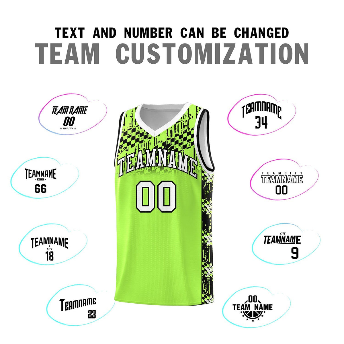Custom Fluorescent Green Mosaic Stars Pattern Sports Uniform Basketball Jersey|KXKSHOP