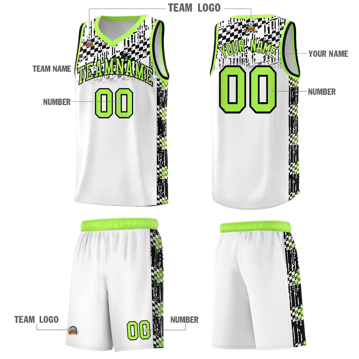 Custom White Mosaic Stars Pattern Sports Uniform Basketball Jersey|KXKSHOP