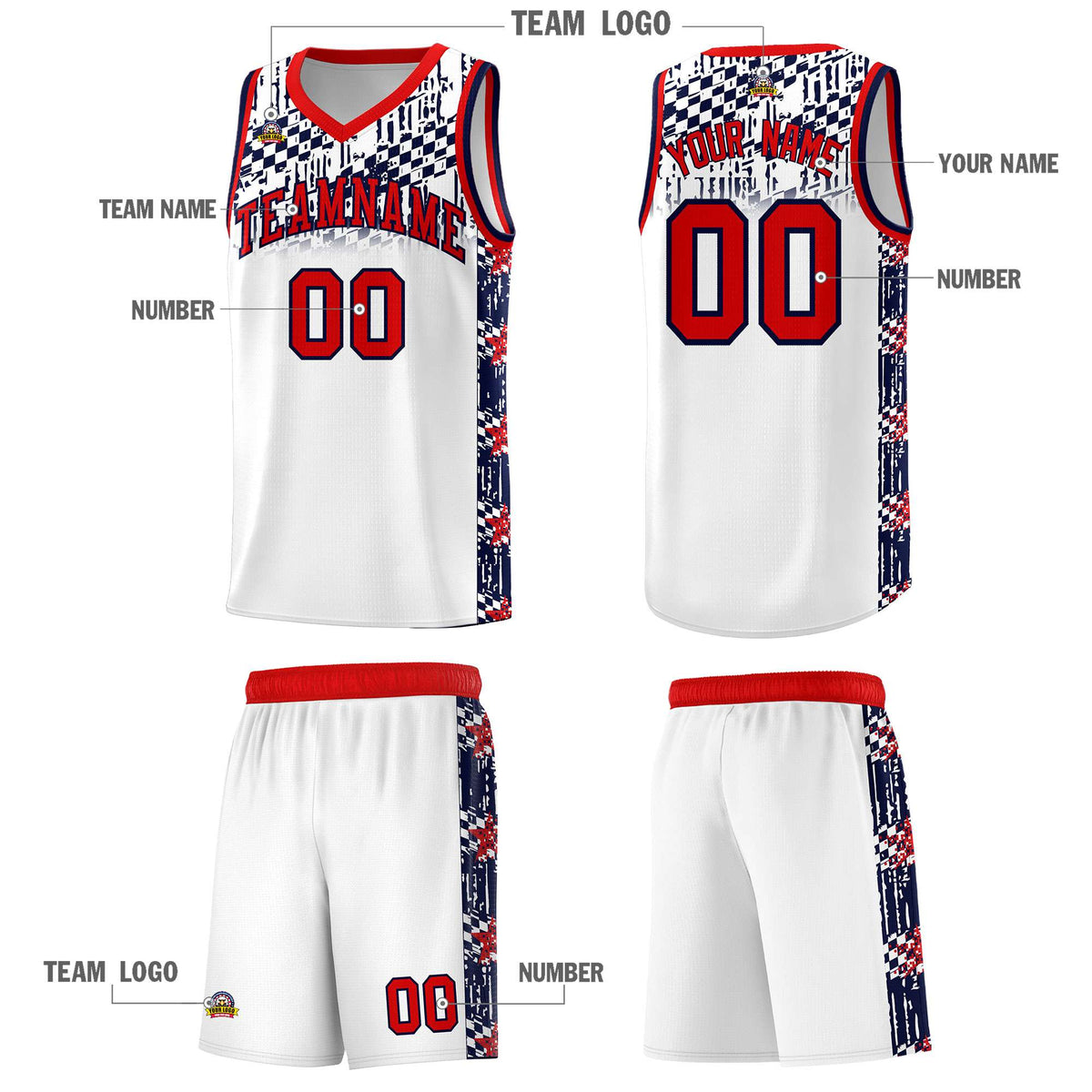 Custom White Mosaic Stars Pattern Sports Uniform Basketball Jersey|KXKSHOP